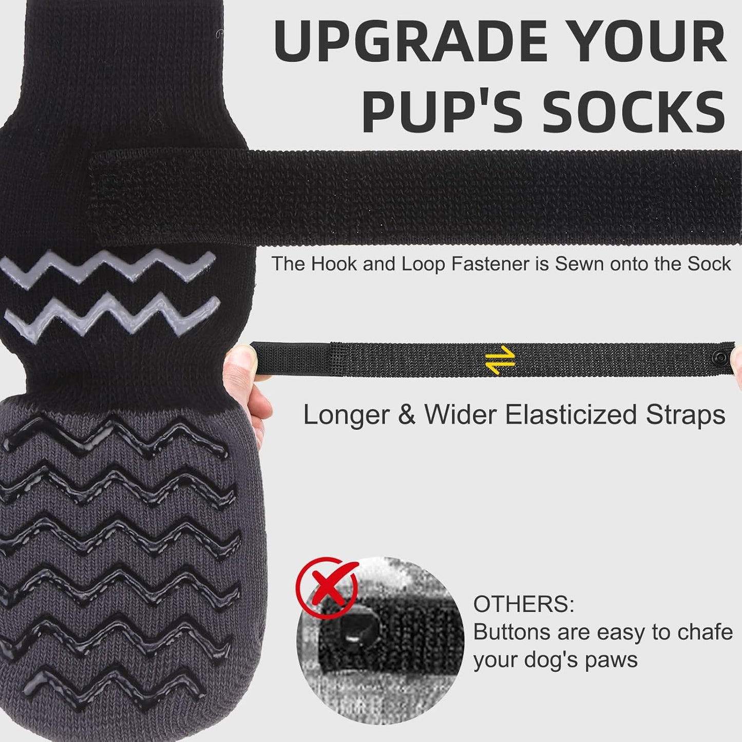 Dog Socks Shoes to Prevent Licking Paws for Hardwood Floors, Pet Booties for Hot Pavement with Grip Traction Control, Winter Boots & Paw Protectors for Small Medium Large Senior Dogs,Black M