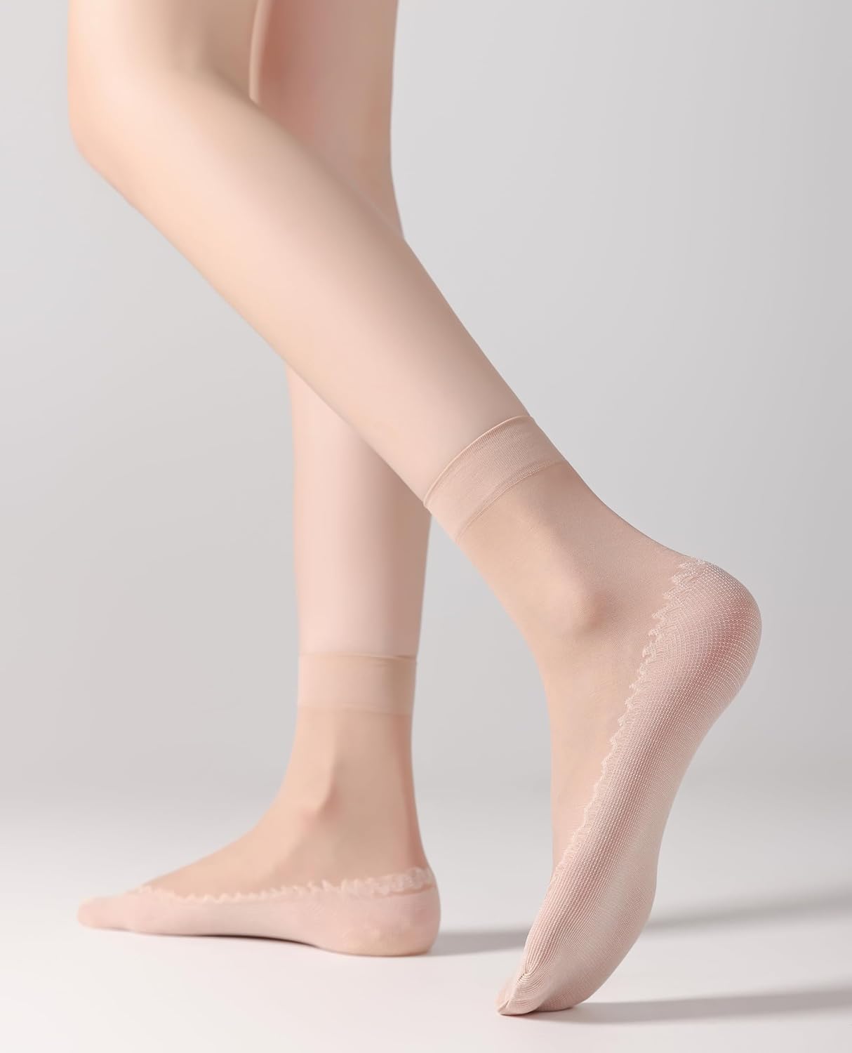 Womens 50D Sheer Ankle Nylon Socks With Cotton Bottom 12 Pairs Ankle Tights Hosiery