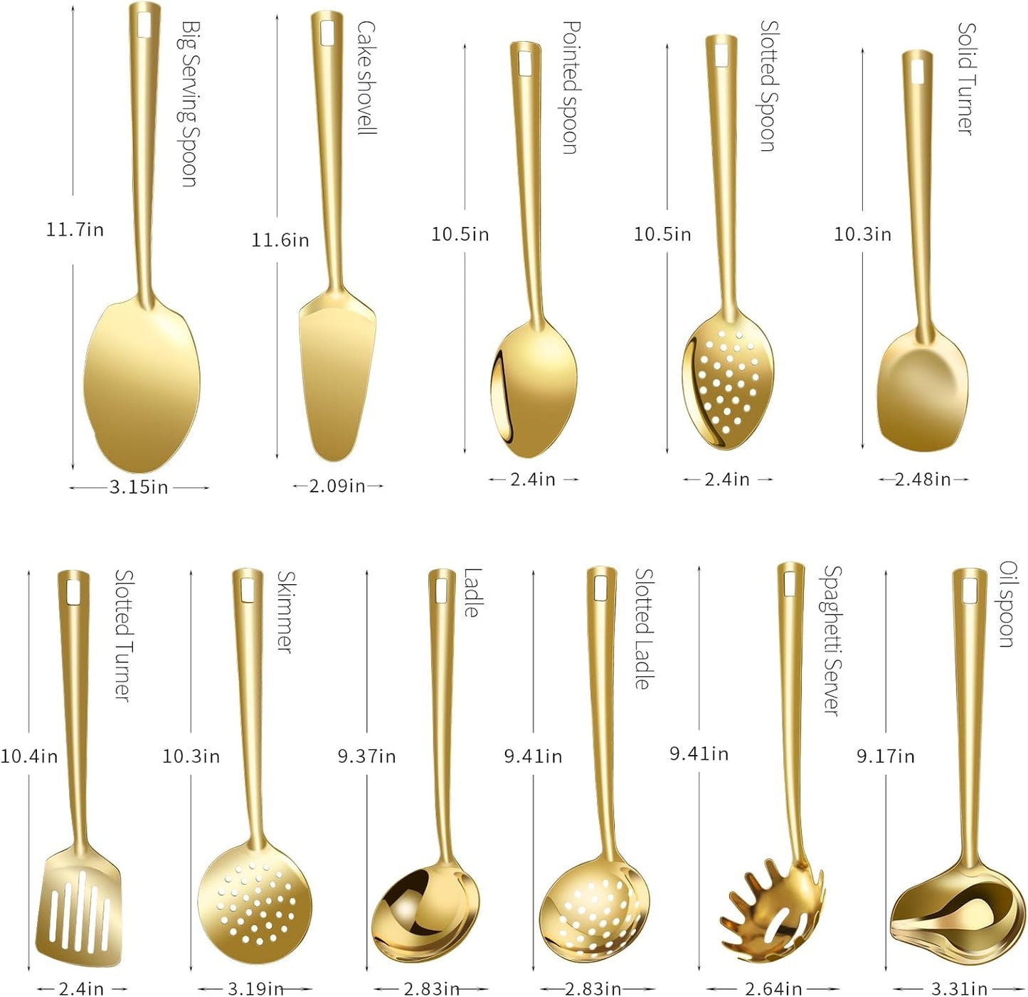 Lazycorner Cooking Utensil Set 11 Pcs Stainless Steel Kitchen Utensils Set Wok Utensils Kitchen Tool Set Spatula Set Heat Resistant Metal Kitchen Tools Ergonomic HandleEasy to Clean Dishwasher Safe