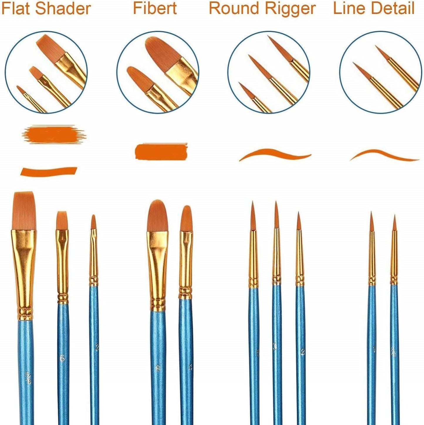 60 Pcs Acrylic Paint Brush Set, Oil & Watercolor - Professional Artist Brushes with Wooden Handle Nylon Hair Brushes - Bulk Art Supplies for Adults, Kids & Beginners