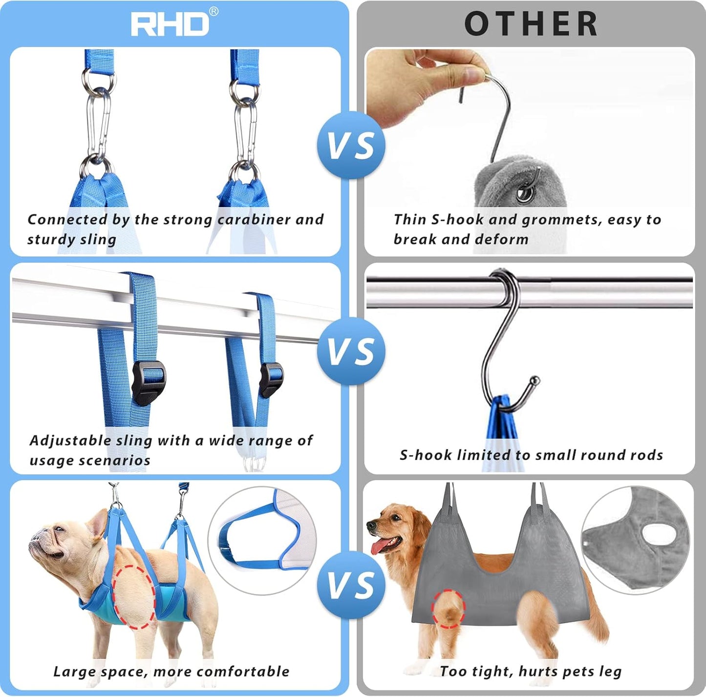 RHD Dog Grooming Hammock Harness for Small Dog and Cats, Dog Grooming Sling, Pet Grooming Hammock, Pet Grooming Supplies Kit with Nail Clippers, Nail File, Pet Comb