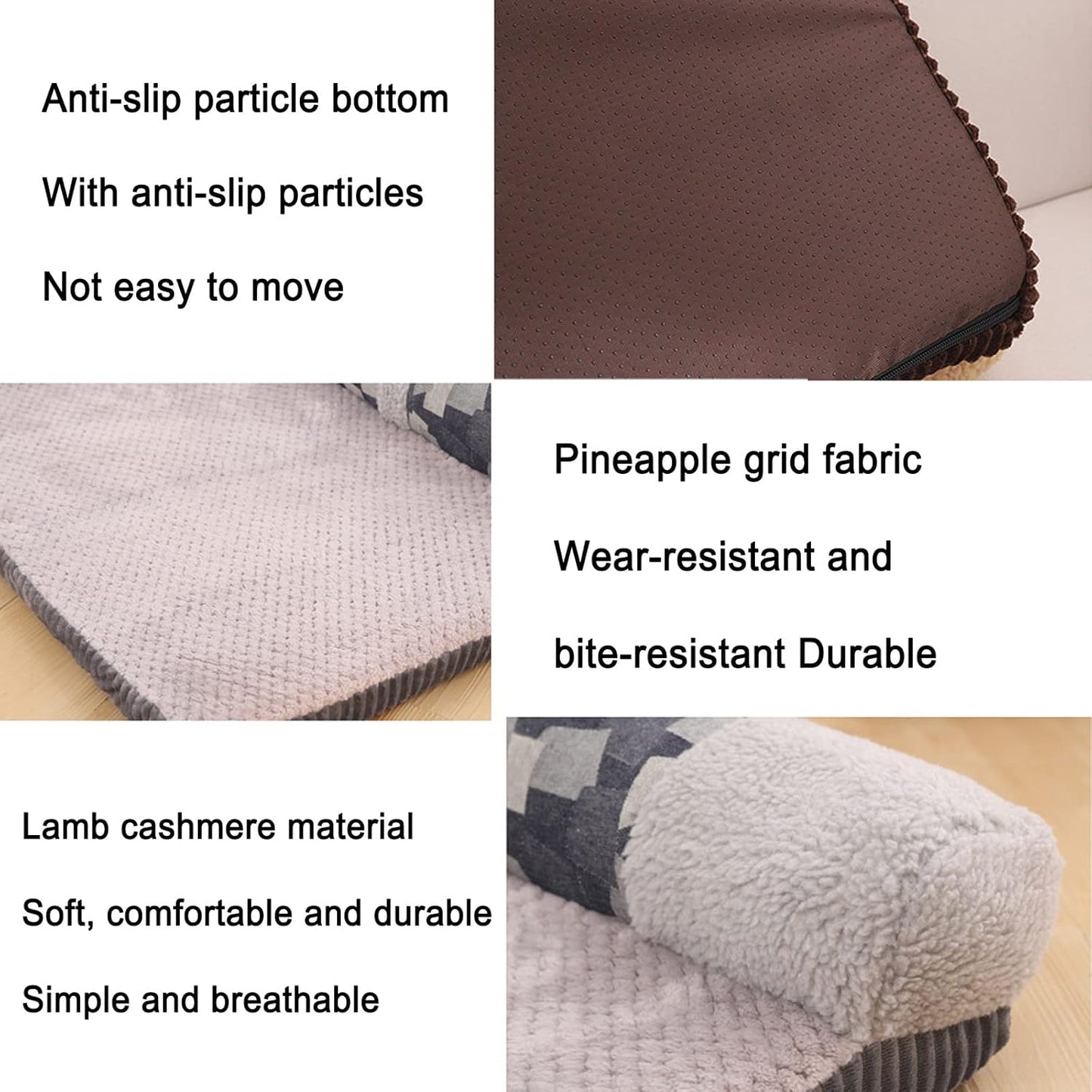 Pet Dog Bed Orthopedic Coral Fleece Furniture Cover with Anti-Slip Back Suitable for Sofa Super Soft Plush Dog Couch Protector with Memory Foam Neck Bolster for Dogs and Cats Washable (Beige Large)