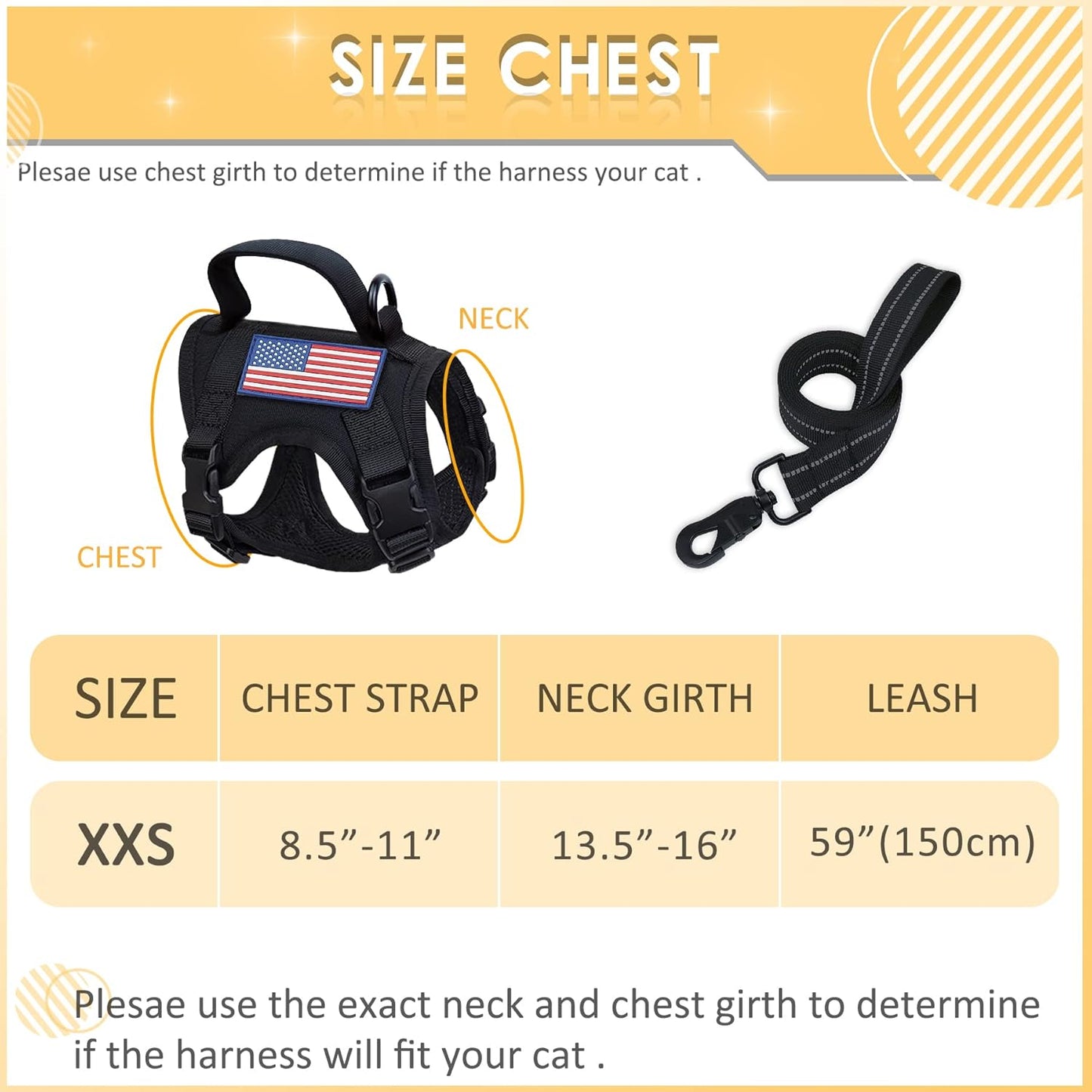 Cat Vest Harness Leash Set for Walking Escape Proof Adjustable Comfy mesh no Pull Harness for Extra Small cat Kitten Puppy Control Handle Anxiety Relief Security Vest with Velcro systerm for Outdoor