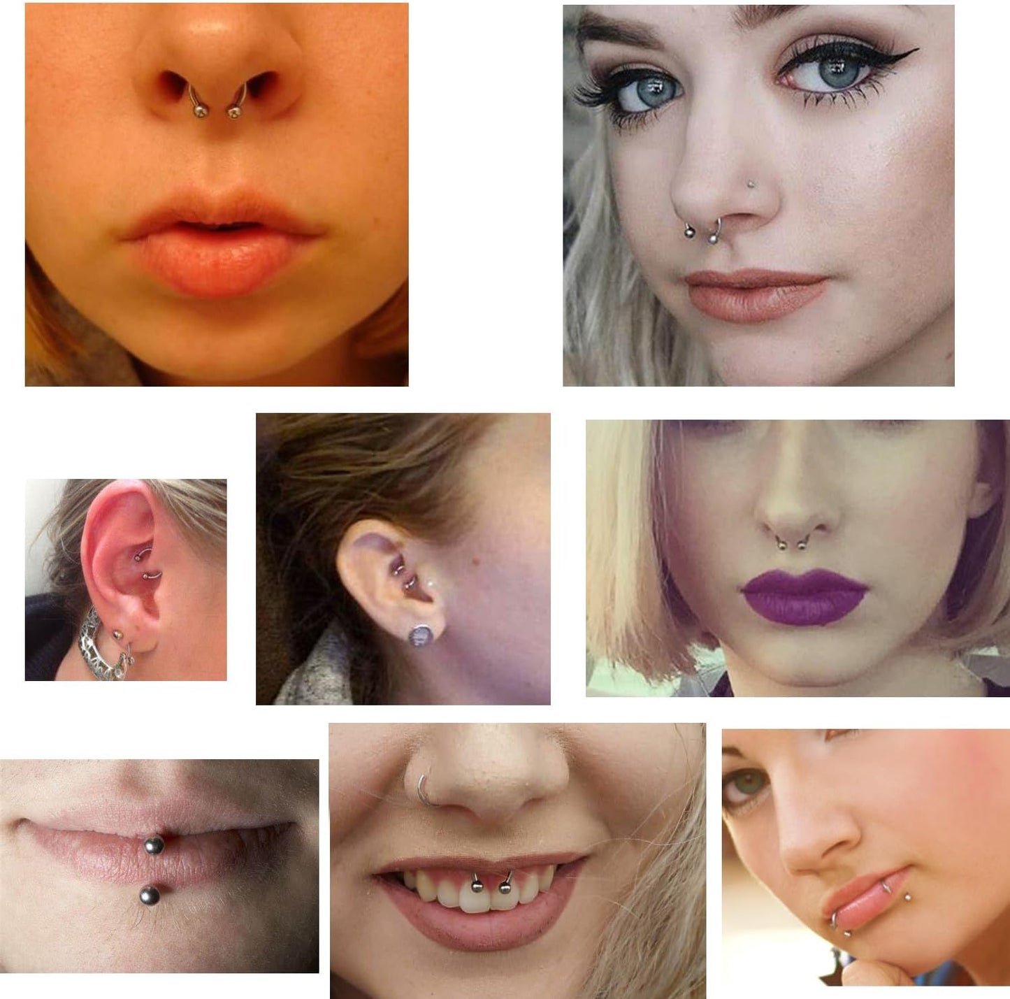 Ftovosyo Lip Rings 32PCS Labret Jewelry Monroe Lip Barbell Ring Snake Bite Piercing Jewelry 16G Helix Earring Daith Tragus Cartilage Studs Surgical Steel Piercing Jewelry for Women Men