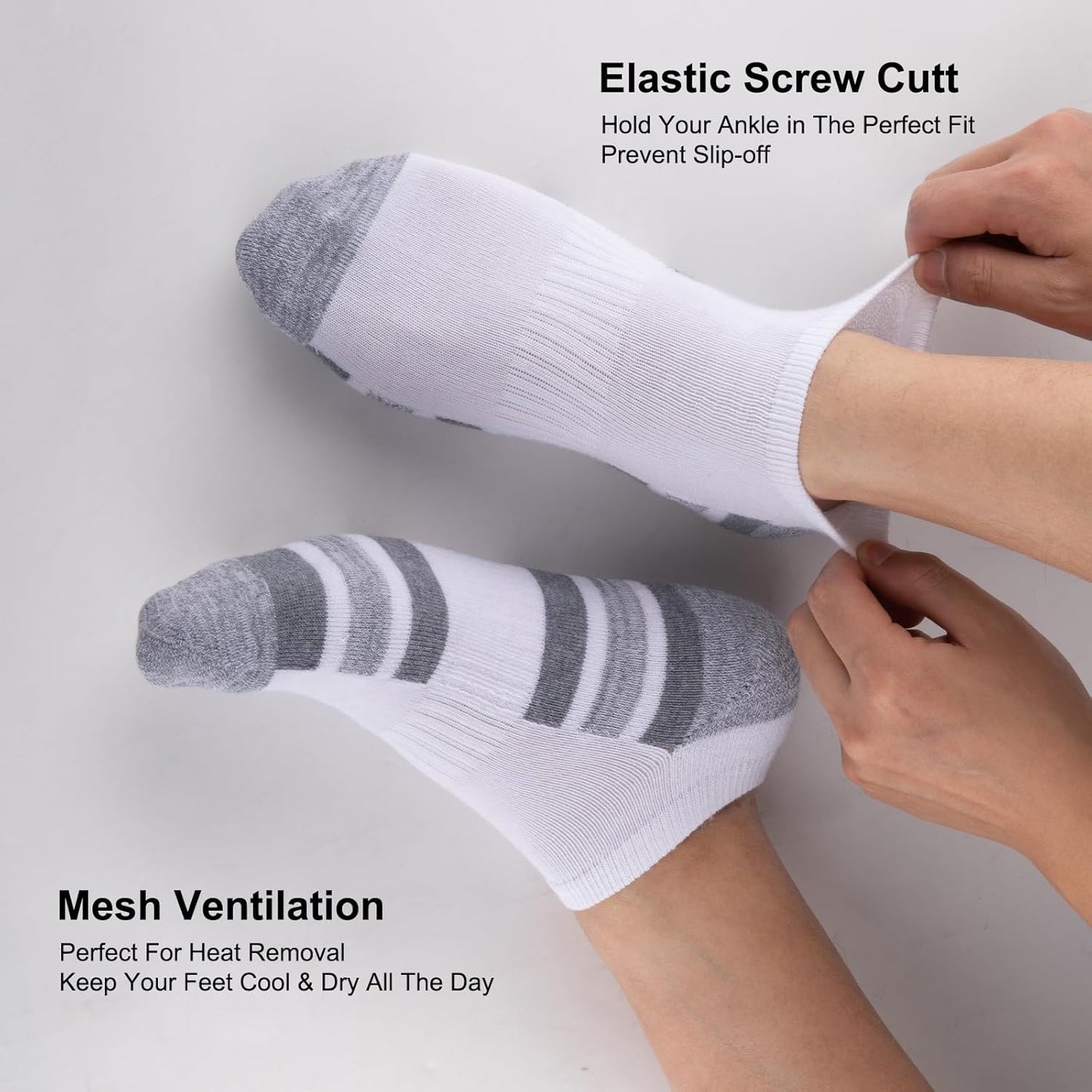 COOVAN 12 Pack Mens Ankle Socks Low Cut Cushioned Comfort Breathable Casual Socks 12 pairs