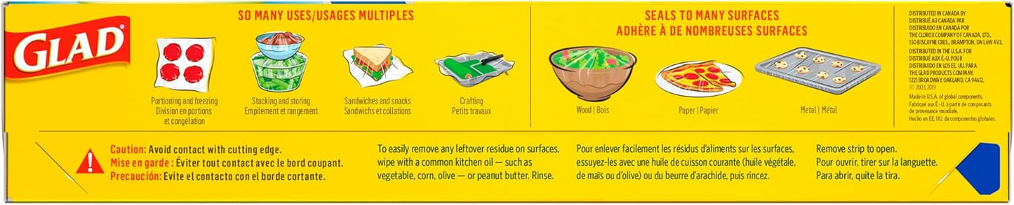 Glad Press'N Seal Food Plastic Wrap, 70 Square Foot Roll (Package May Vary)