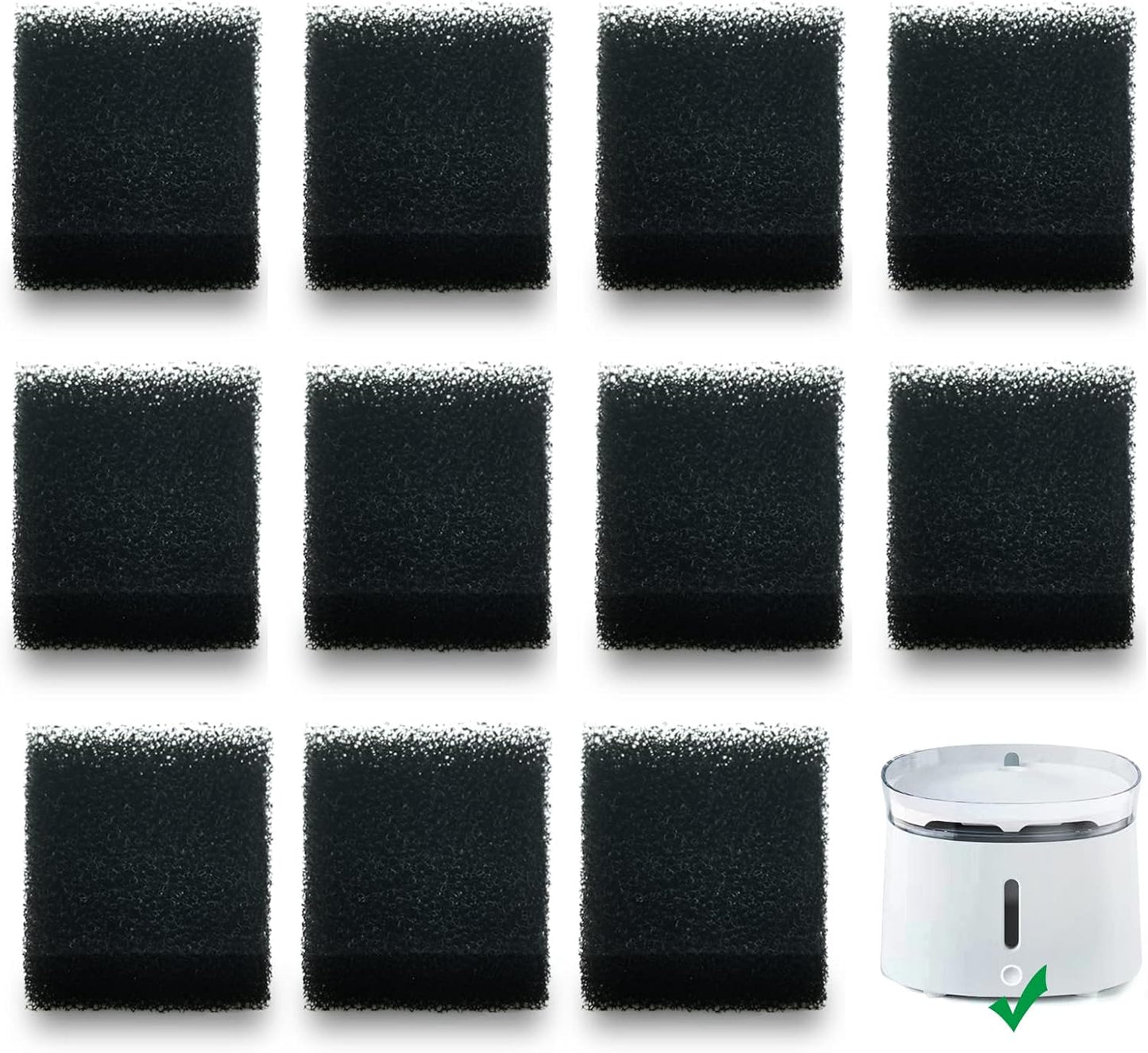 12 Pack Replacement Pre-Filter Sponges for 68oz/2L Ultra Quiet Cat Water Fountain