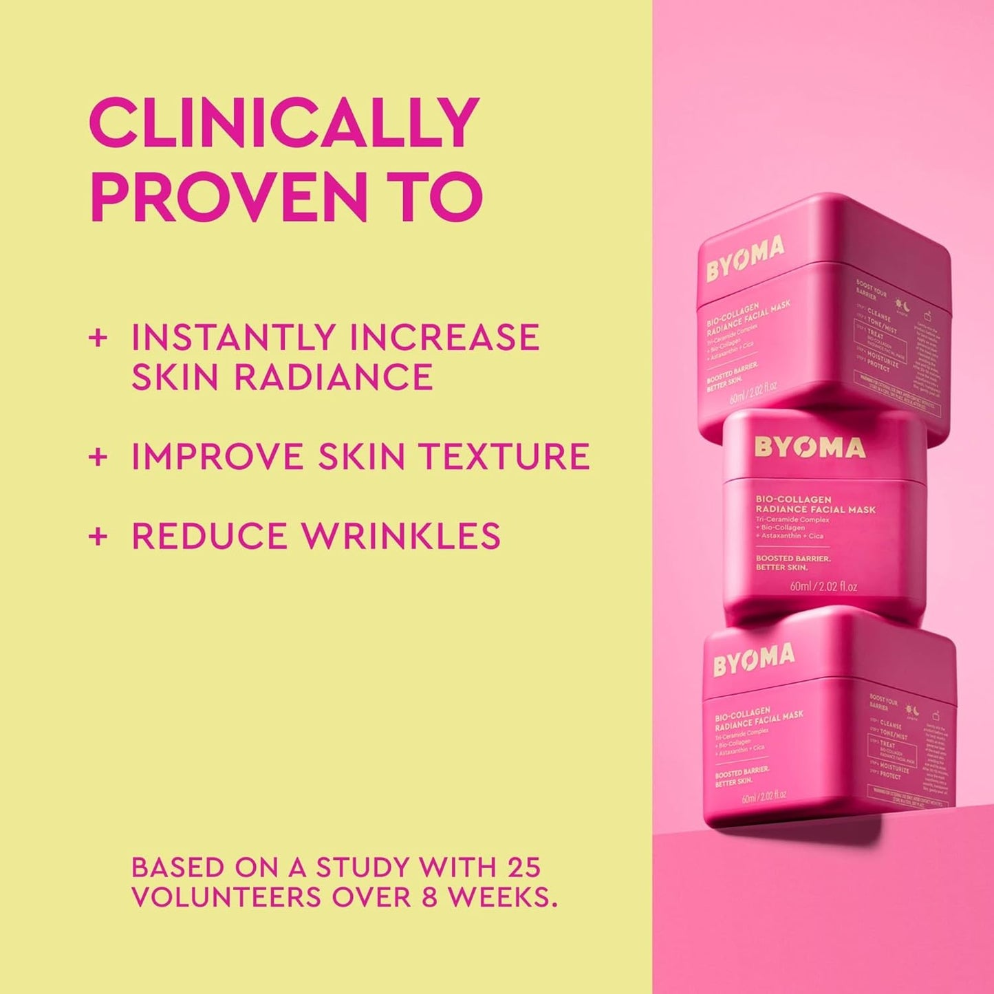 BYOMA Bio-Collagen Radiance Facial Mask - Transformative Liquid Sheet Mask for Glass Skin - Instant radiance, Visibly Improved Elasticity, Reduces Appearance of Wrinkles - Cica & Ceramides, 60mL