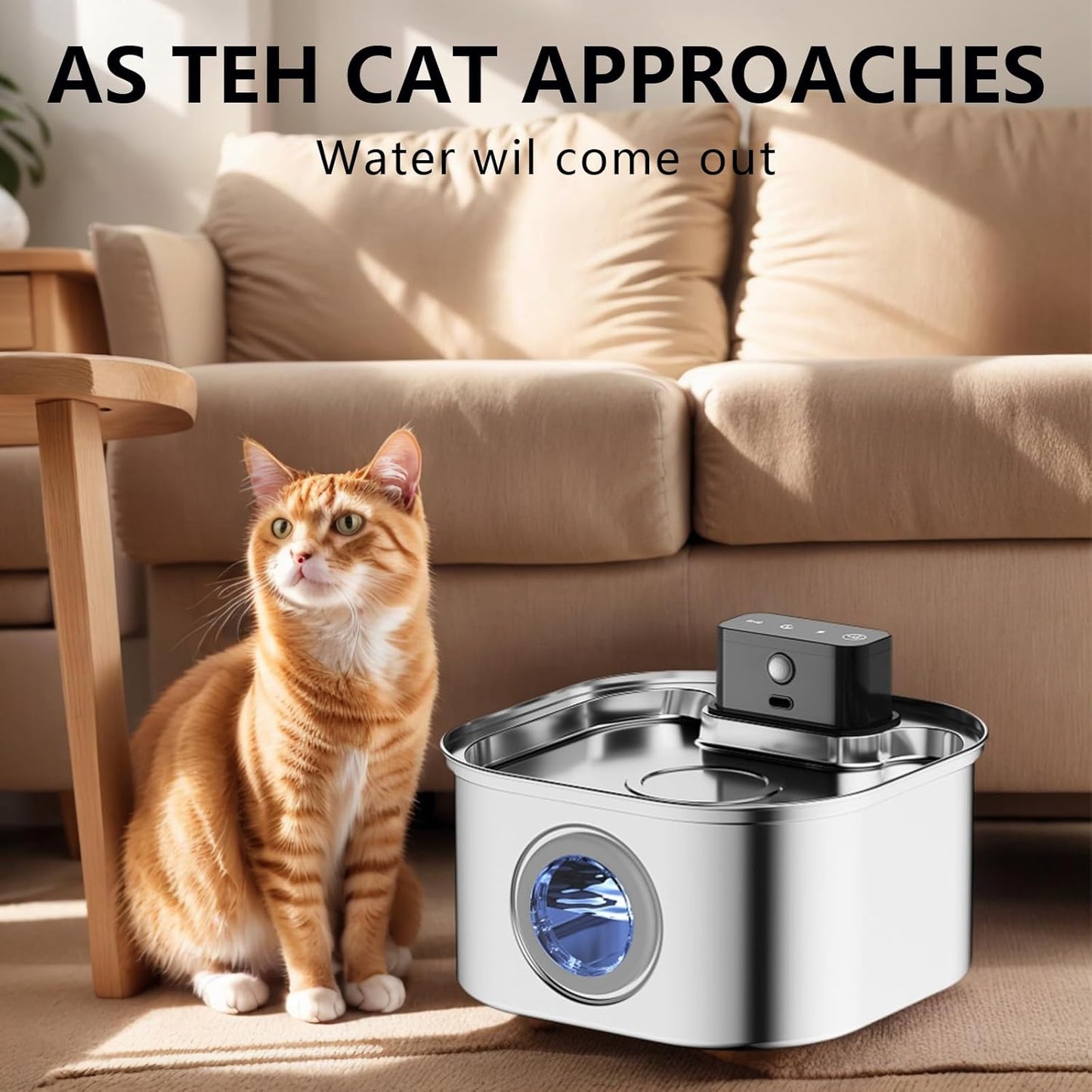 Rechargeable Cats Water Fountains Stainless Steel Cats Drinking Fountains for Home and Outdoor Activity Quiet Cats Water Dispenser
