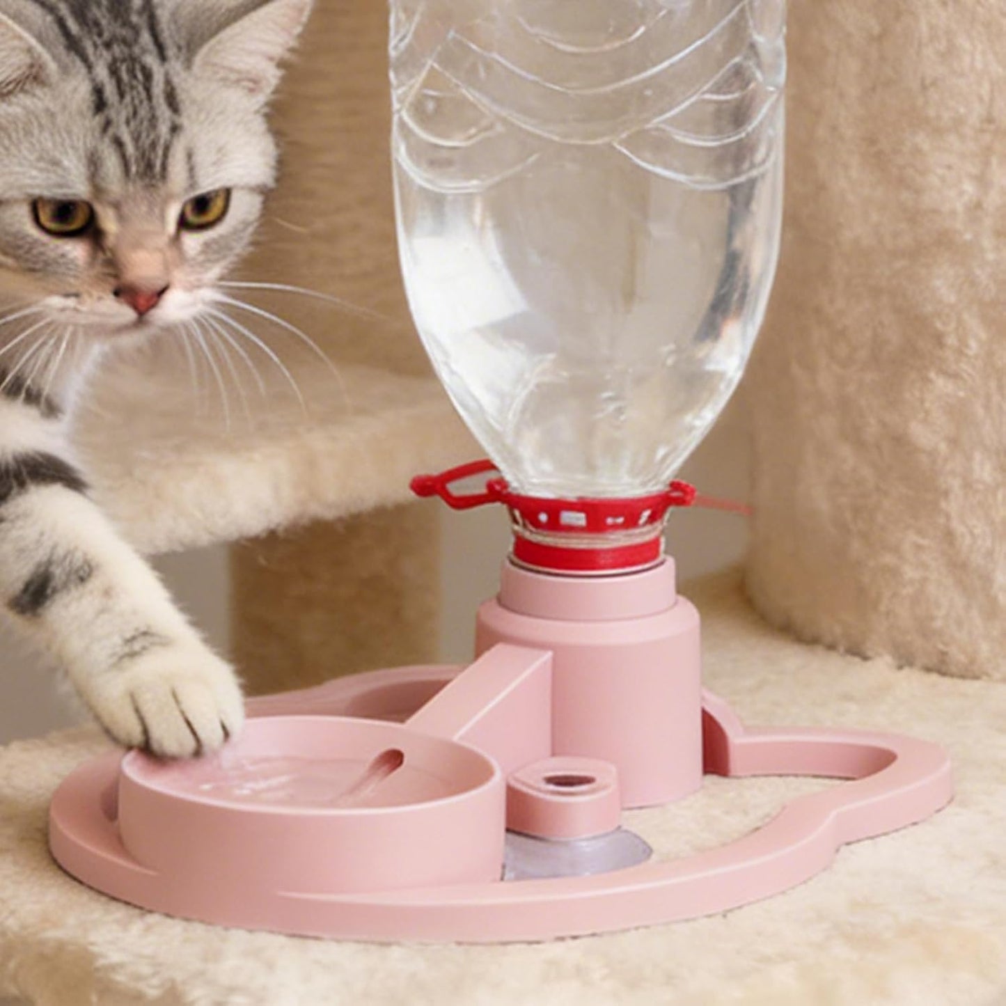 Cat Feeder Stand - Anti-Tipping Automatic Rack,Kitten Water Bottle Basin Stand - for Puppy Kitten Small Medium Large Breed Balcony Home Travel Indoor Outdoor
