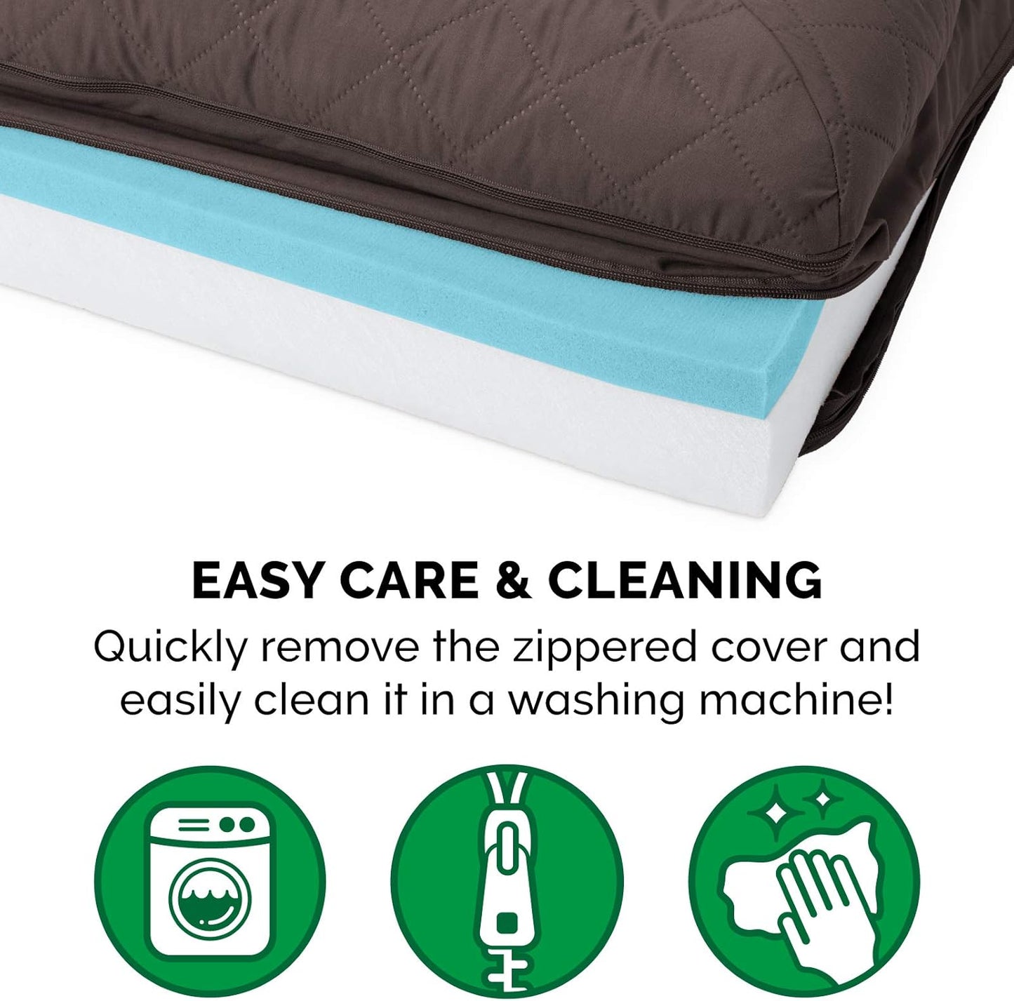 FurHaven Supportive Cooling Memory Foam Sofa Dog Bed with Washable & Removable Cover - Quilted - Coffee, Dogs Up to 125 lbs - Jumbo Plus XXL
