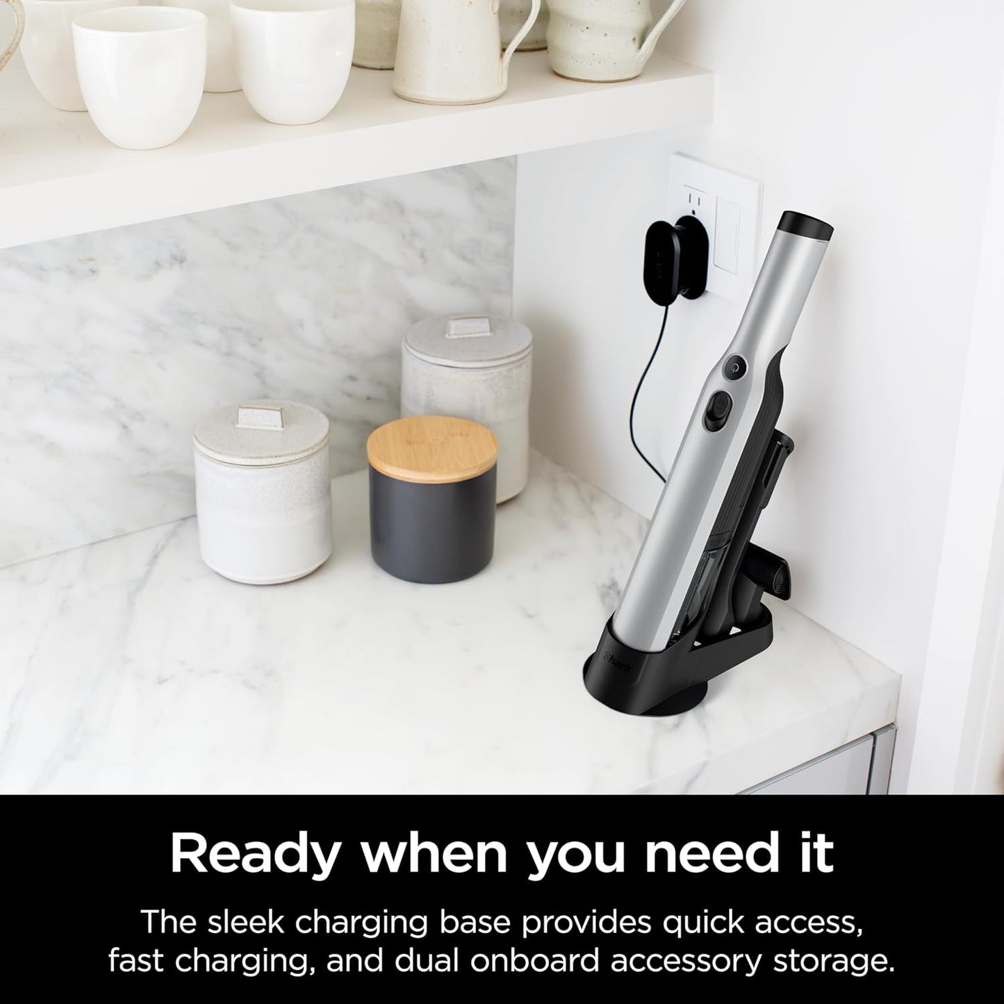 Shark WANDVAC Cordless Hand Vac, Lightweight, Versatile and Portable at 1.4 lbs., Powerful Suction, Charging Dock, One-Touch Empty, NEW Furfins Tool & Crevice Tool for Pet & Home, Gray, WV201WH