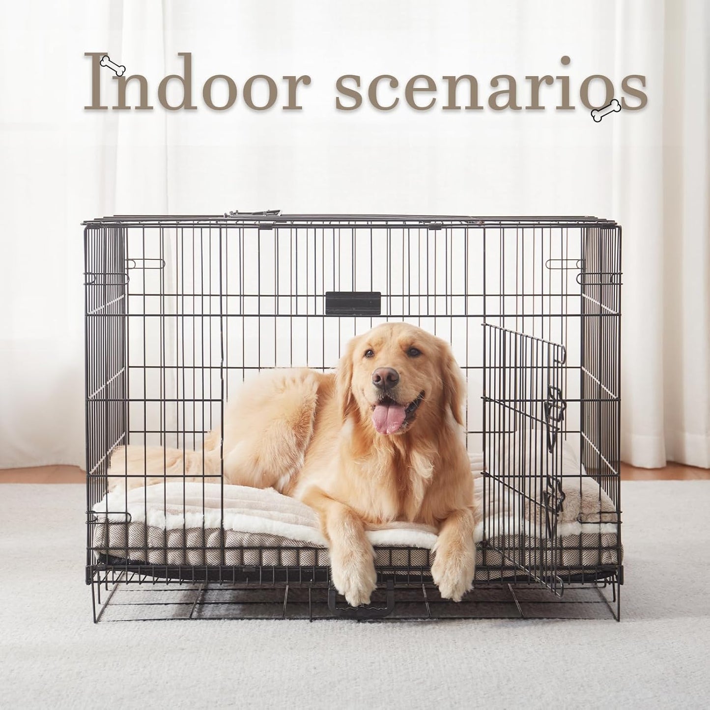 Dog Bed for Large Dogs, Dog Mattress with Pillow for Crate Kennel, Sofa pet Bed, Super Soft pet Bed for Medium, Jumbo, Small Dogs Breeds (Beige, X-Large:(40"x28"x3.5")