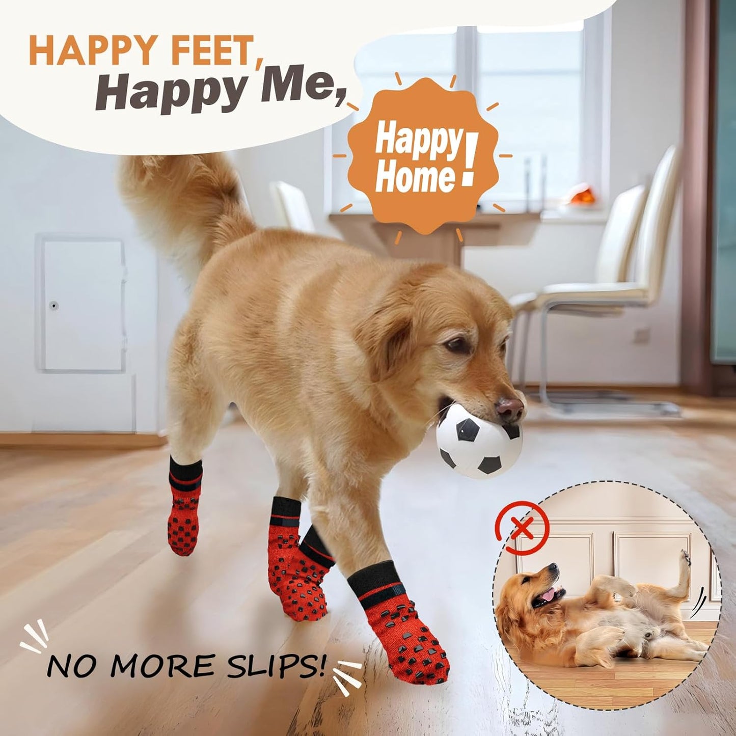 Anti Slip Dog Socks to Prevent Licking Paws, Dog Shoes for Hot/Cold Pavement, Dog Boots on Hardwood Floors, Traction Control Dog Booties & Paw Protectors for Small Medium Large Senior Dogs