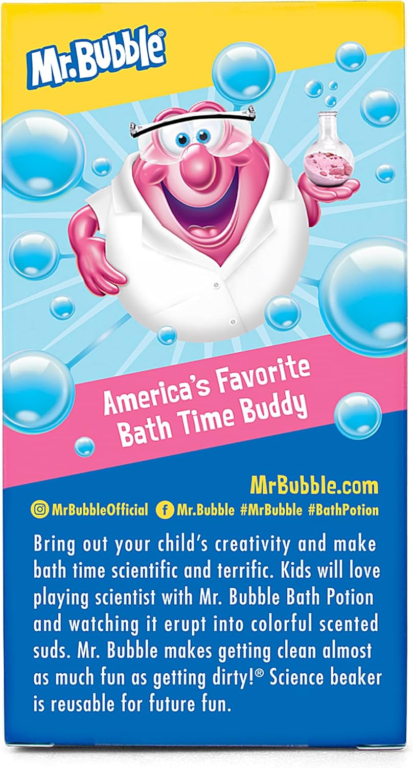 Mr. Bubble Kids Original Bath Bomb Potions - Colorful Fizzy Fun - Cool Foam and Bubble Science Beaker Bath Toys (Pack of 4)