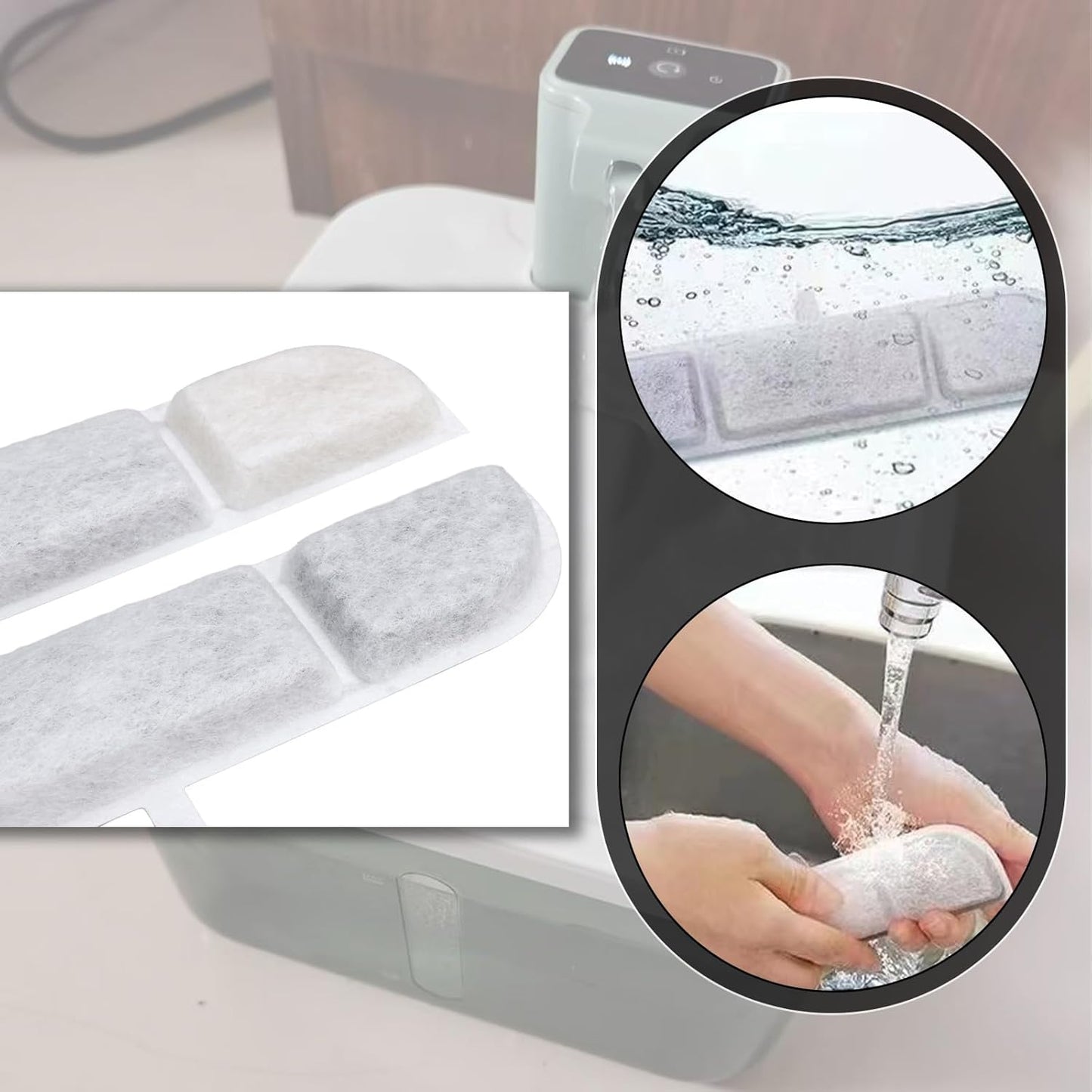 12 Sets Cat Water Dispenser Filters Replacement Sponges Pad Pet Water Dispenser Filter for 2.5 L Cat Fountain Wireless 17X3.5X0.8cm