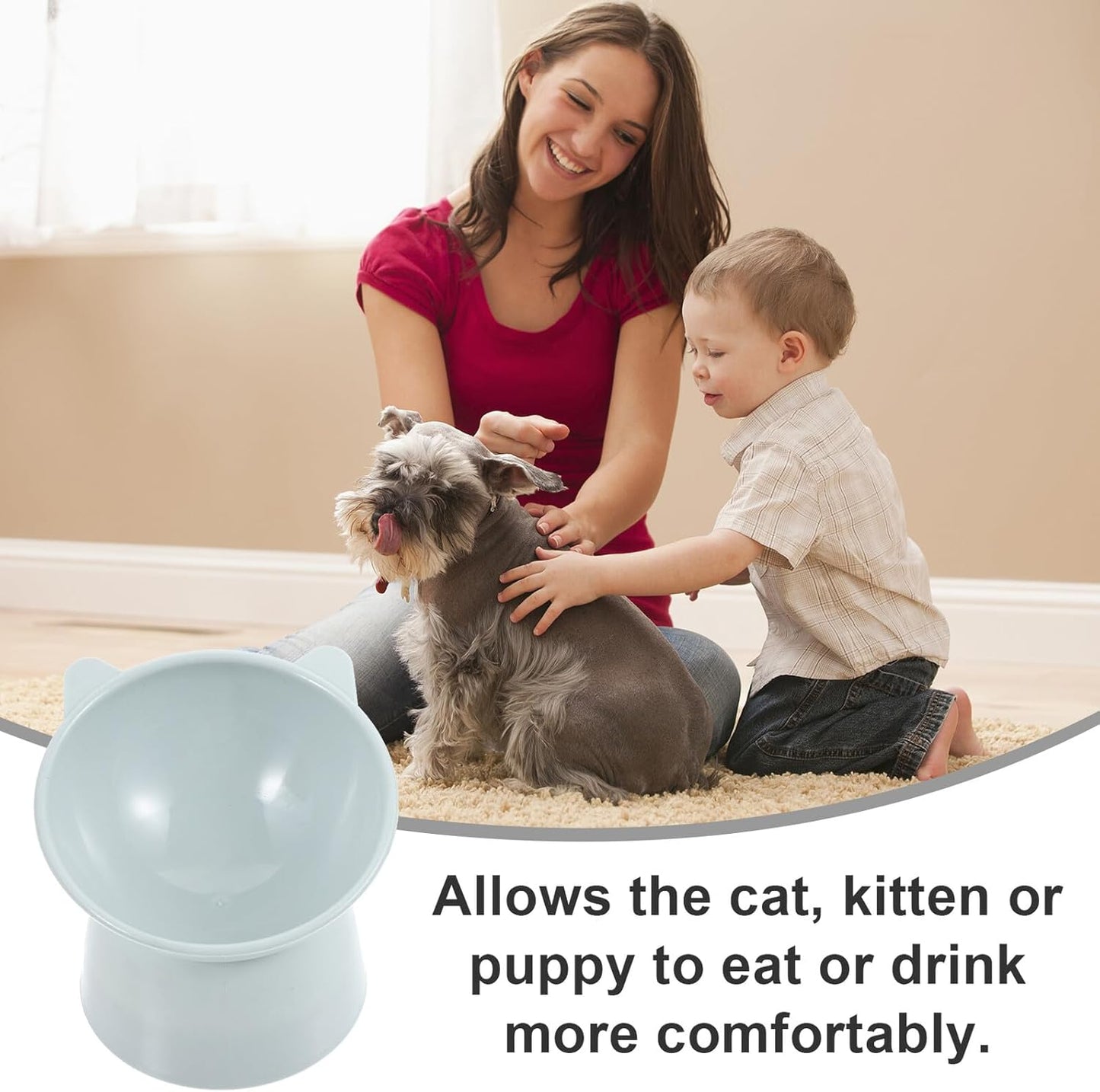 Raised Cat Food Bowl Ergonomic Design Elevated Plastic Cat Feeding Bowl with Neck Protection Slow Feeder Shallow Dish Grey