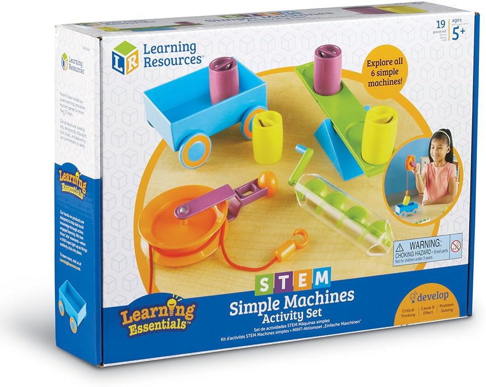Learning Resources STEM Simple Machines Activity Set, Hands-on Science Activities, 19 Pieces, Ages 5+