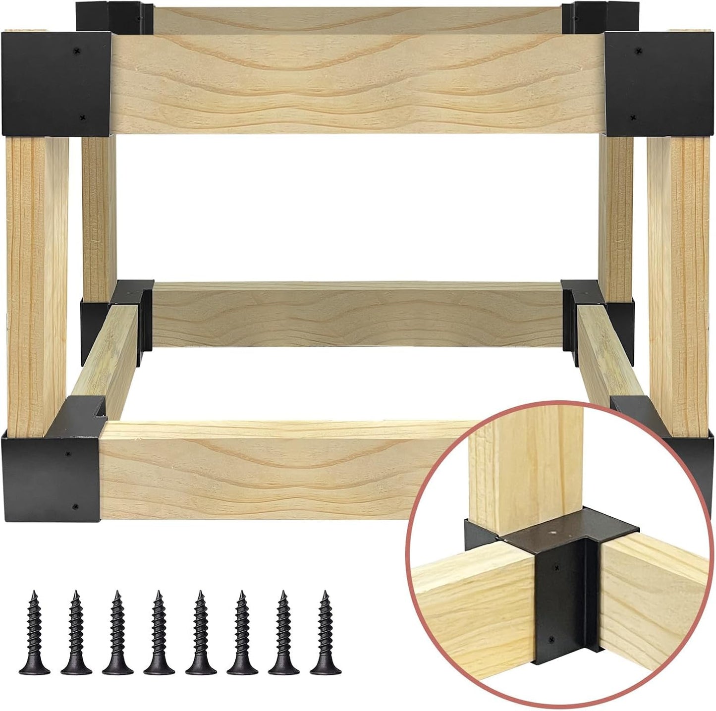 Workbench Bracket Kit, Heavy Duty Steel Workbench Kit for 2x4 (Actual 1.5"x3.5") Wood, 3-Way Right Angle Corner Bracket for Custom Work Bench Table Shelving - 8 Pcs Black