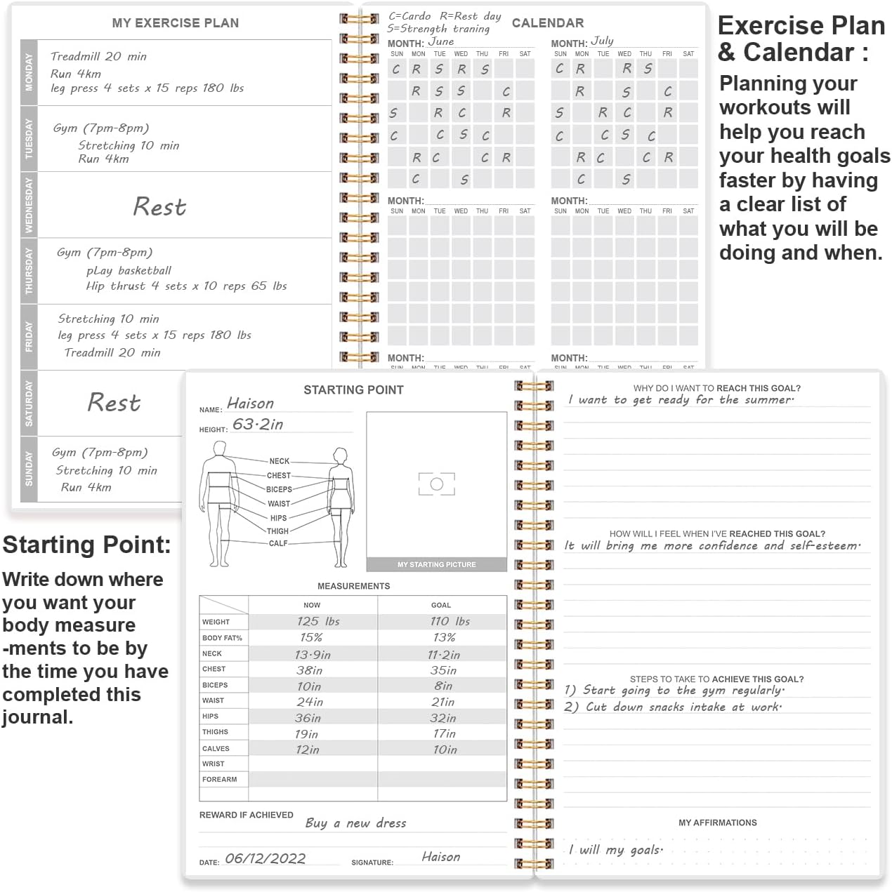 Weekly Meal Planner Notebook,A5 Weekly & Daily Meal Prep Journal with Shopping and Grocery Lists for Menu Planning, Lasts 1 Year, Blue Watercolor