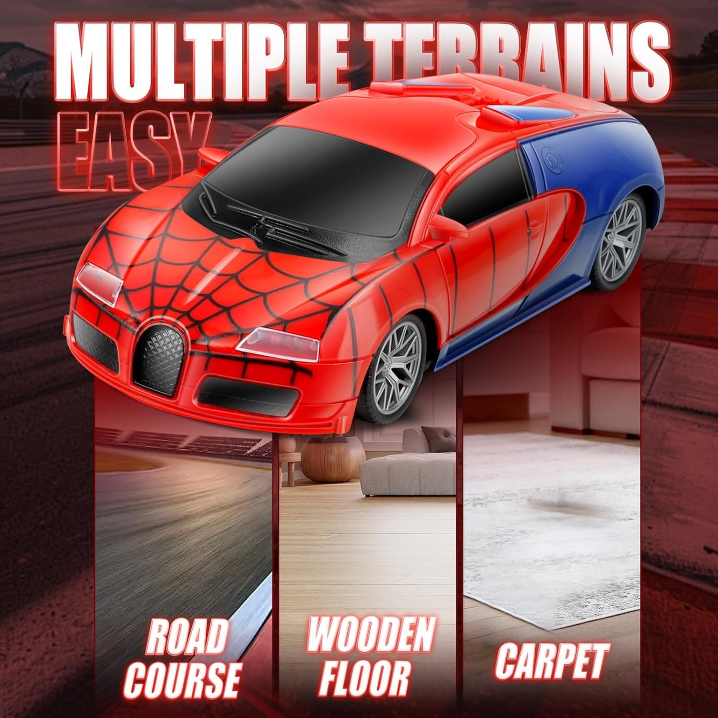 Remote Control Car Toy for Kids: Spider Rc Cars for Boys Age 4-7 Toy Cars for Boys Age 4-7 Racing Car Toys Spider Toys for Boy 4-6 Birthday Gift for 3 4 5 6 7 8 9 Year Old Boy Girls, Red