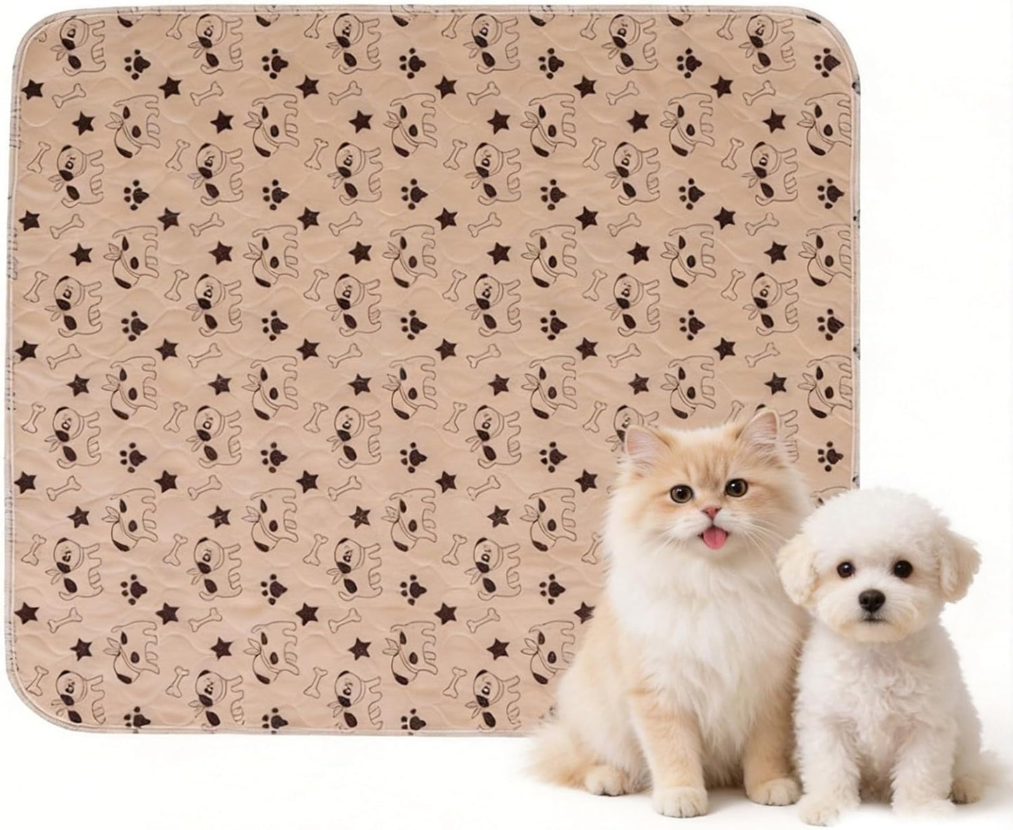 Washable Pee Pads for Dogs Puppy Pads with Pheromones Reusable Puppy Pad for Dogs and Cats (Brown 17.7*23.6in) Pet-Friendly for Crates Apartments Sofa Bed Car Non-Slip Training Pad Puppy Supplies