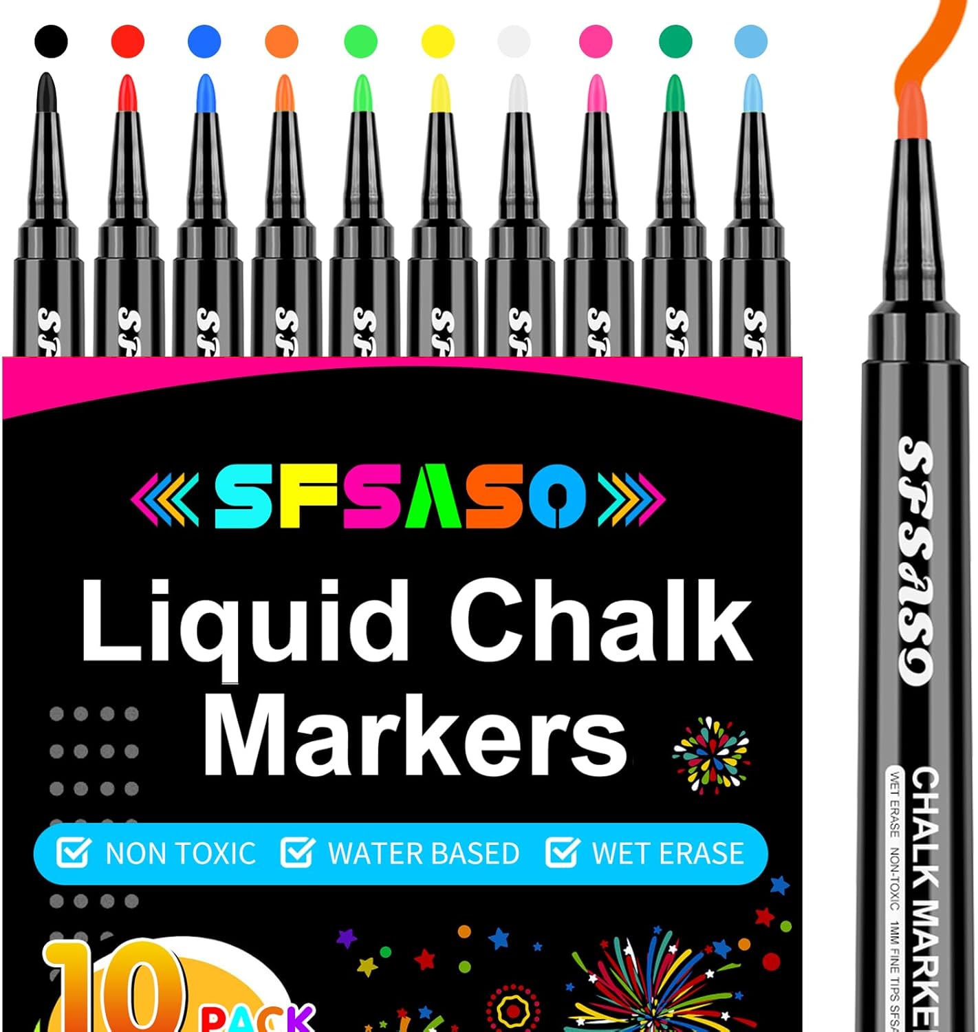 Liquid Chalk Markers for Acrylic Fridge Calendar Planning Board, Clear Glass Dry Erase Board, Whiteboard, Window, Mirror, Easy Wet Erase,1mm Fine Points (10 COLORS)