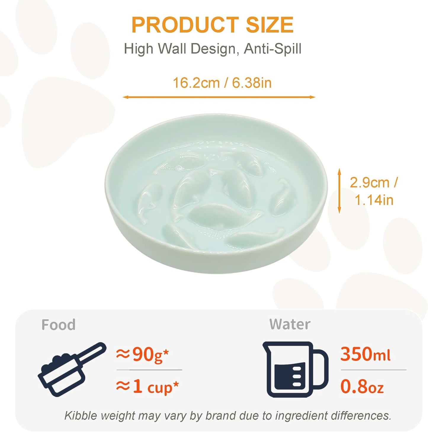 Anti-Bloat Ceramic Slow Feeder Bowl - Fish Pool Design Interactive Puzzle Feeder for Cats & Small Dogs, Food-Safe Porcelain Healthy Eating Dish (Green-Ceramic)