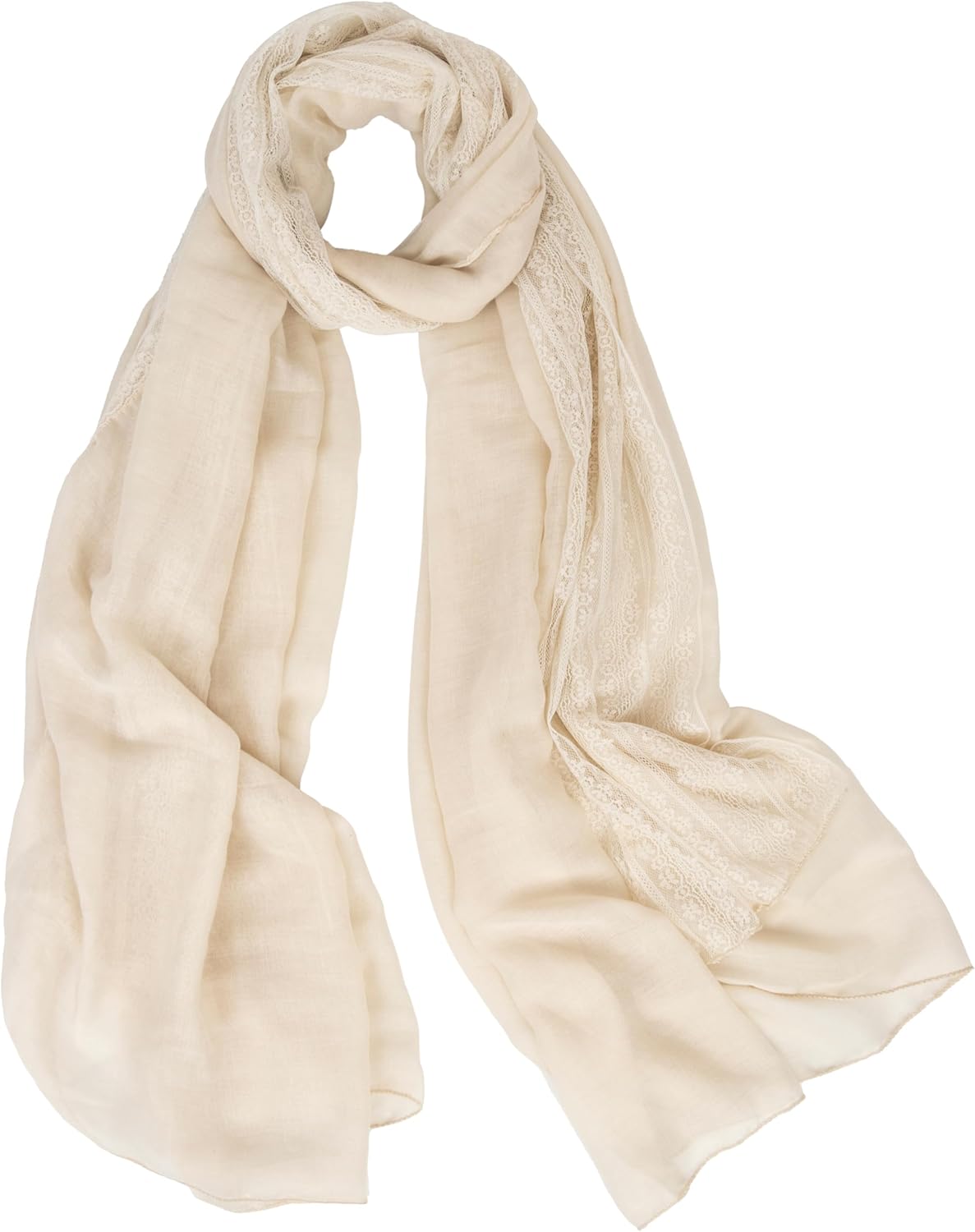 INOGIH Fashion Breathable Lace Cotton-Linen Scarfs Large Soft Sun-Protection Shawl-Wrap for Daily All Season