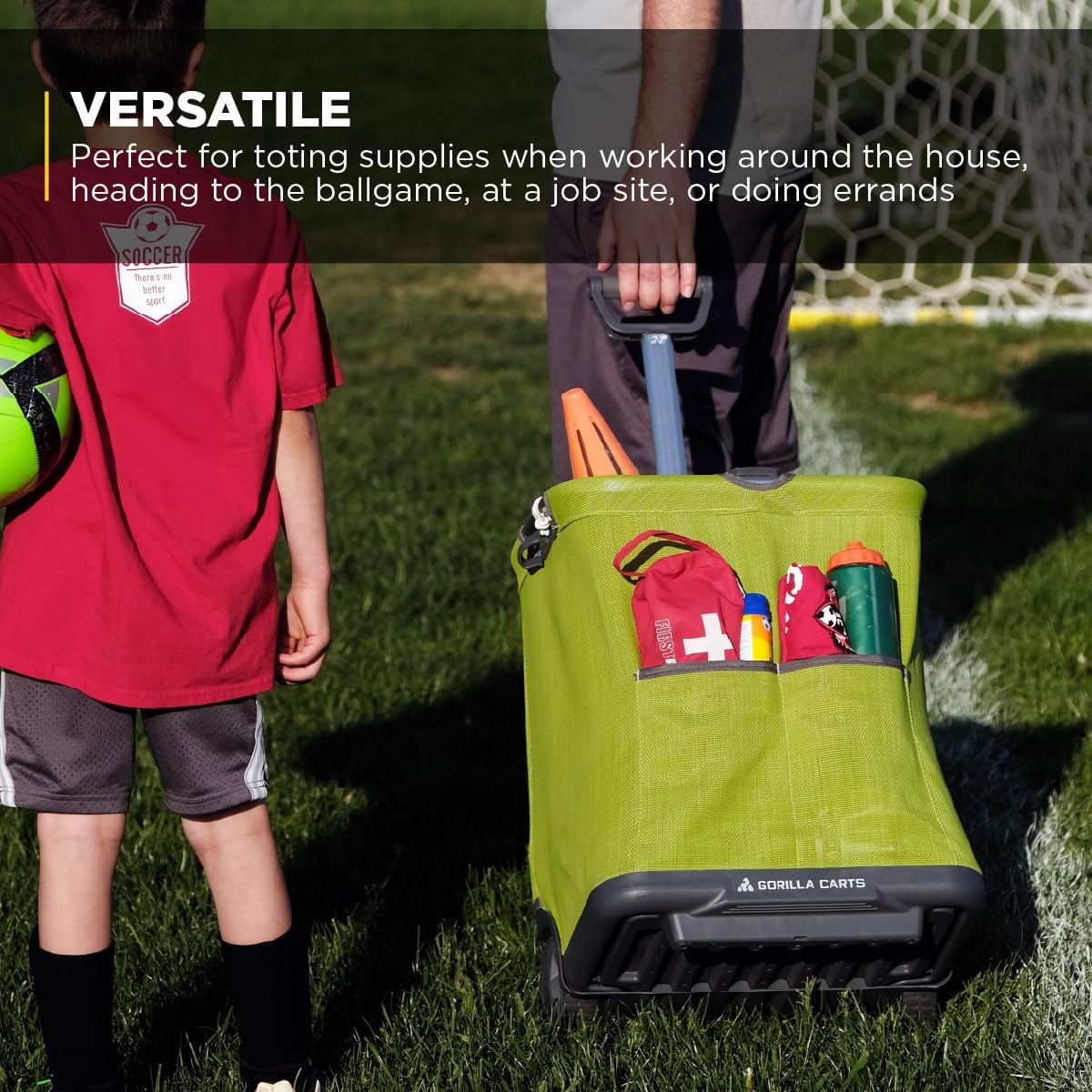 Gorilla Carts GCSS-11G-COM Collapsible Soft-Sided Folding Garden Cart, 150-Pound Capacity, Green