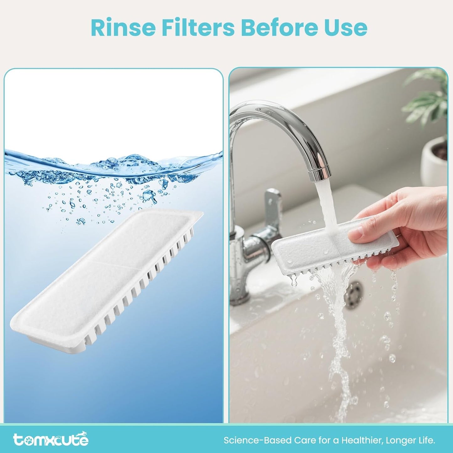 Official Tomxcute Cat Water Fountain Replacement Filters - 10+2 Pack for 3.2L Glass Pet Water Fountain, Three-Layer Filtration Replacement Filter, Compatiable with Fountain Model P11G-White