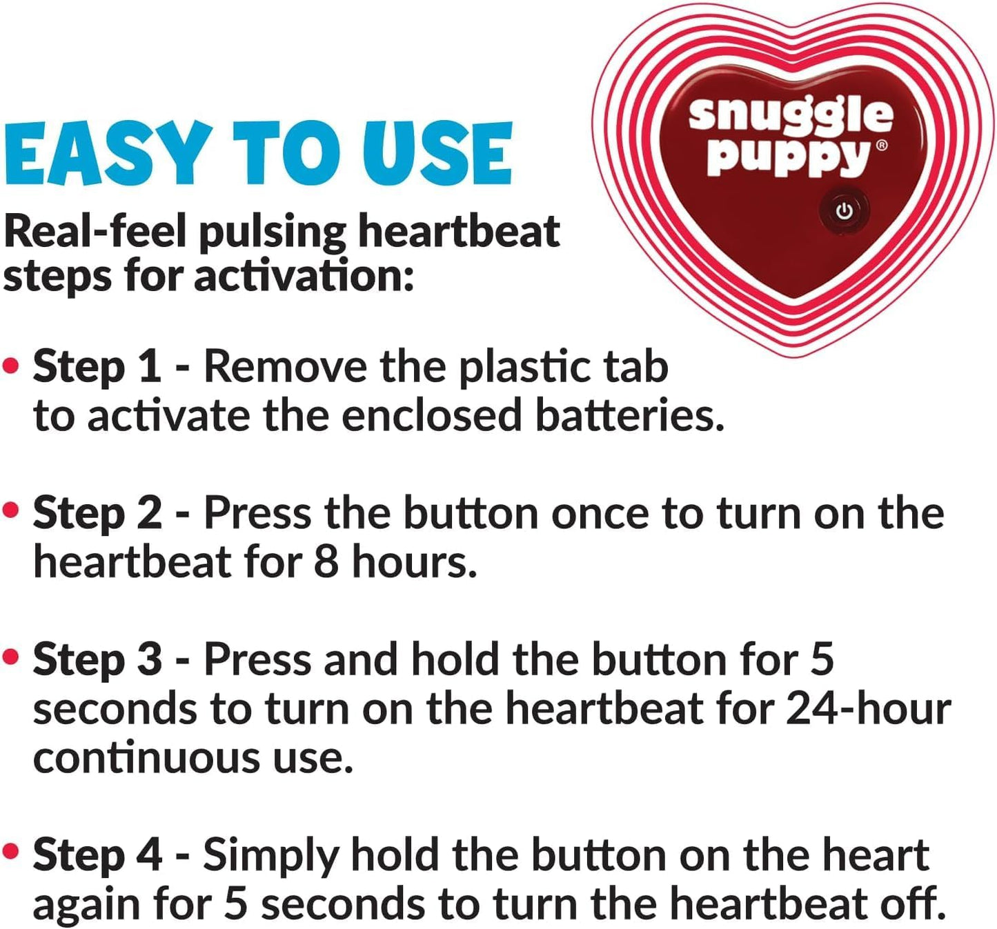 Snuggle Puppy Original Toys - Heartbeat Puppy for Dogs - Pet Anxiety Relief and Calming Aid - Comfort Dog Toys for Behavioral Training - Plus 6 Heat Packs