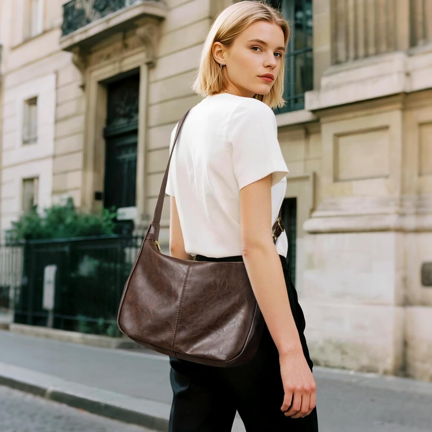 Sightor Hobo Bags for Women Leather Slouchy Bag Ultra Soft Vegan Purse Vintage Shoulder Bag Trendy Everyday Handbag