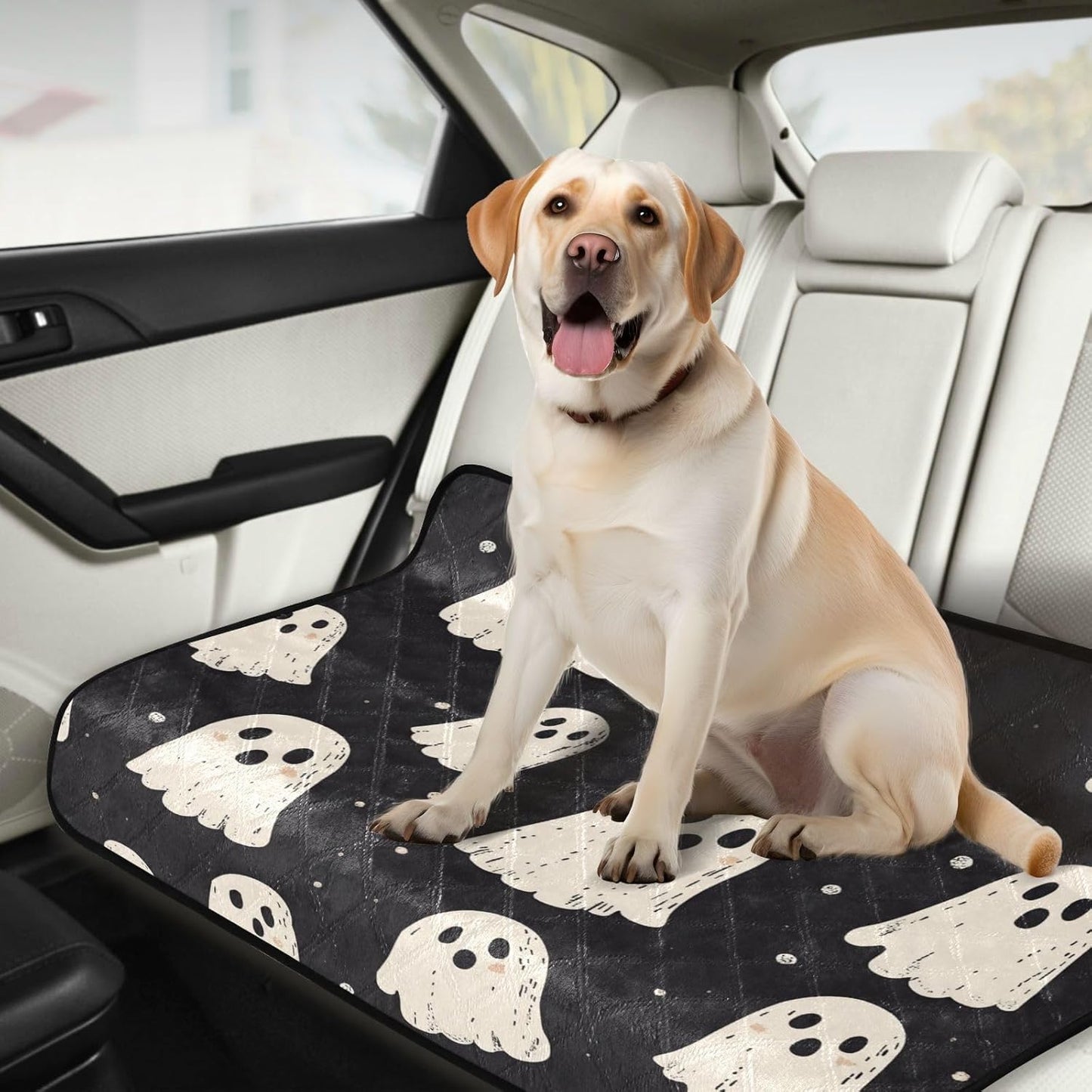 Cute Halloween Ghost Blacck Washable Pee Pads for Dogs Reusable Puppy Pad Super Absorbent Non Slip Lightweight Protect Pet Pads Couch Playpen Housebreaking 2Pack Medium and Large