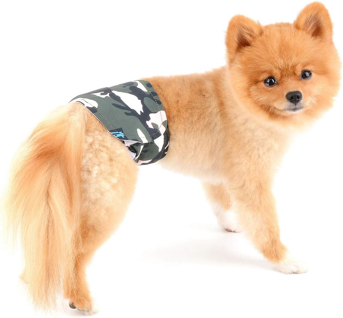 SELMAI Belly Bands for Male Dogs Small Medium Adjustable Washable Doggie Wrap Diapers Leakproof Reusable Comfy Boy Puppy Nappies Absorbent Pads Prevent Licking Fashion Camouflage Design Green Camo XL
