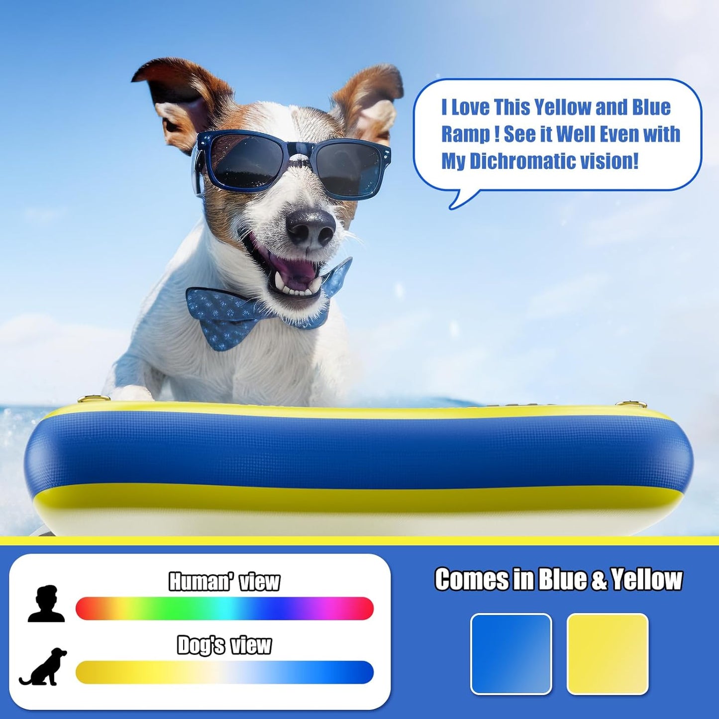 Inflatable Dog Pool Float Dock Platform for Dogs, Dog Pool Ramp Ladder with Non Slip Steps | Dog Floats Water Ramp for Boat, Inground Pool (for Small Dogs Up to 60 lbs)