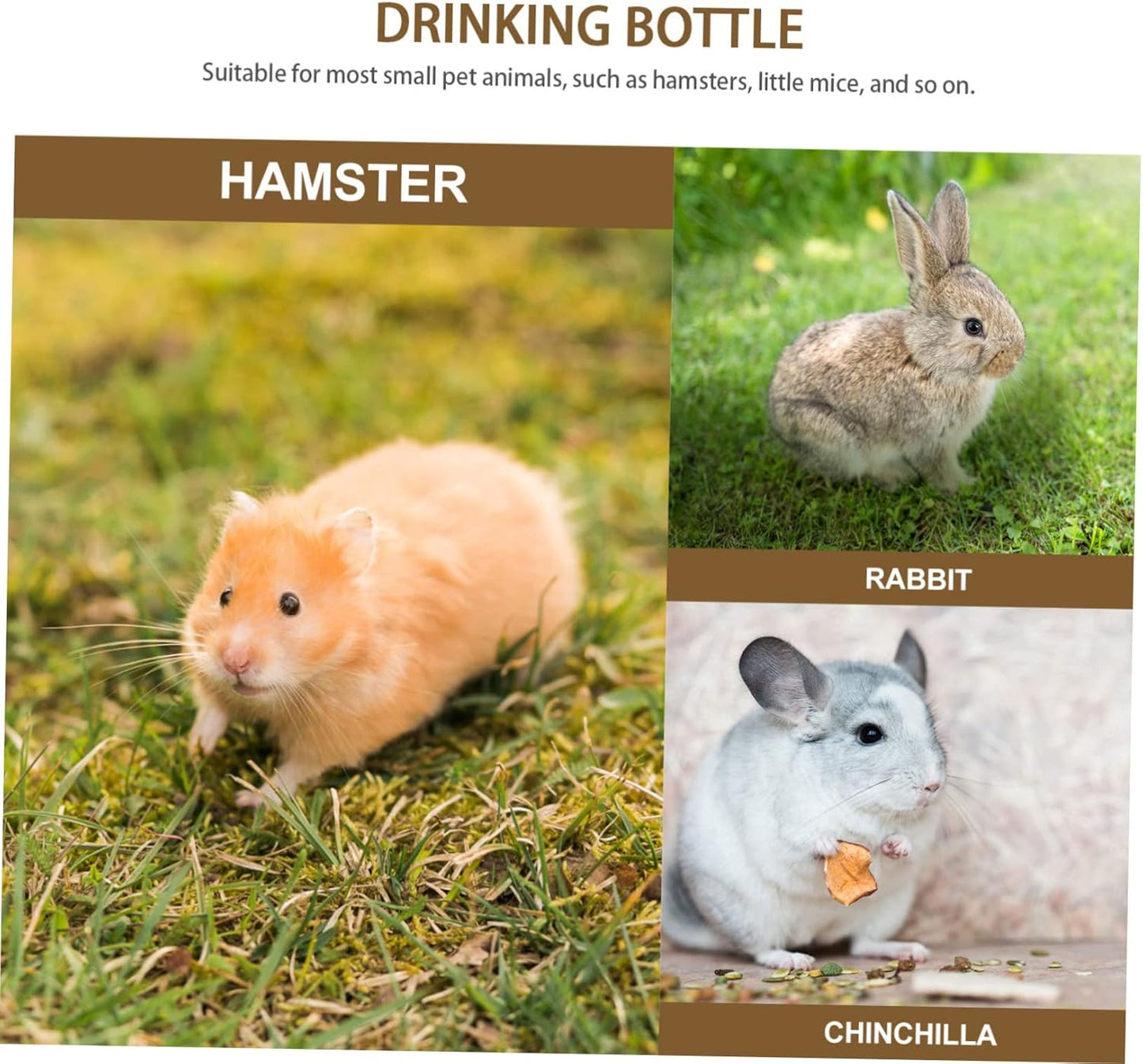 Milisten Small Pet Bunny Water Bottle Vertical Rabbit Waterer Leakproof Cage Dispenser for Hamsters Guinea Pigs Hedgehogs Ferrets Mice with Transparent Design Easy to Install and Use