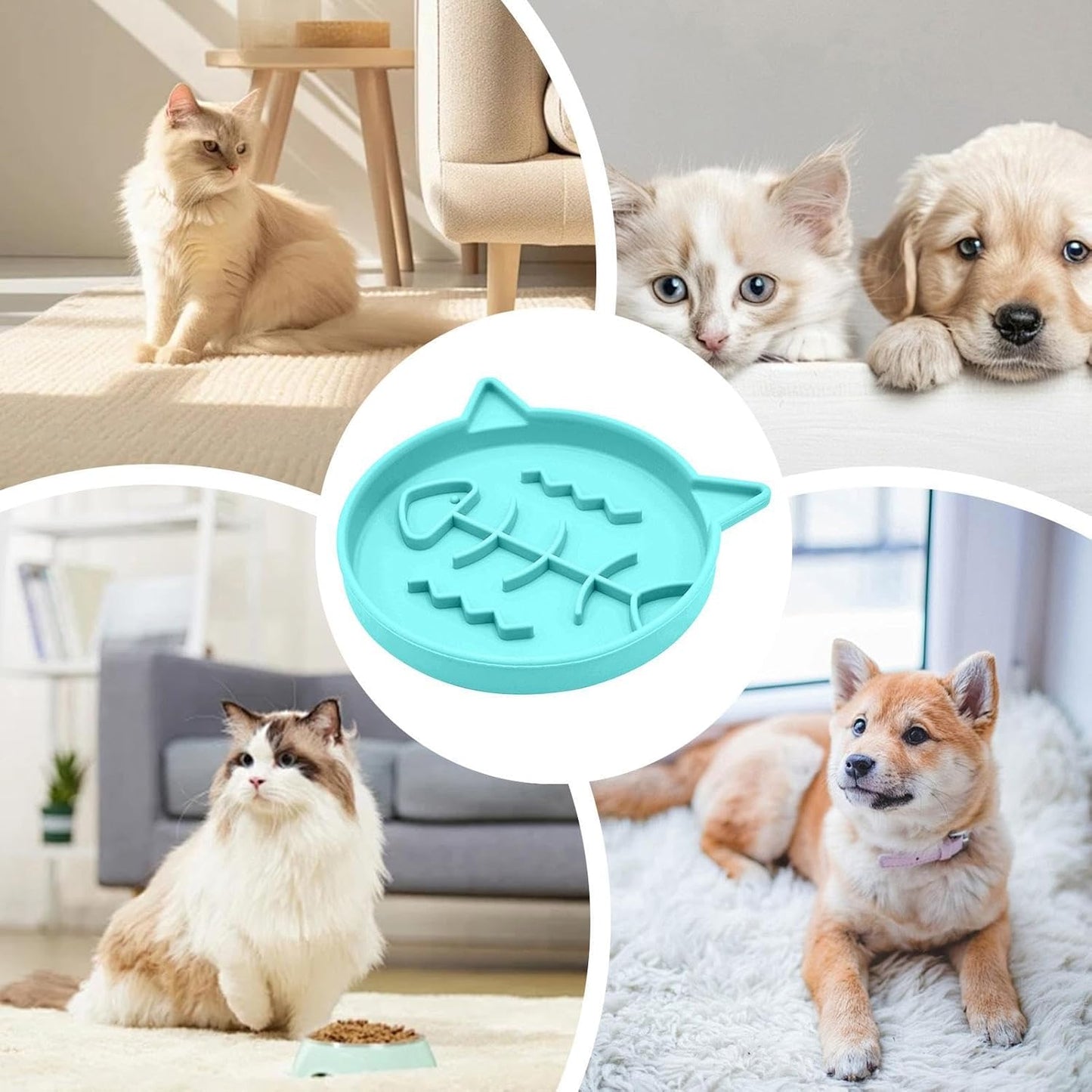 Slow Feeder Cat Bowl, Puzzle Non-Slip Pet Dish for Cats and Puppies, Indoor Outdoor Feeding Bowl, Promotes Healthy Digestion, Prevents Choking, Easy to Clean, Keeps Floor Clean During Mealtime
