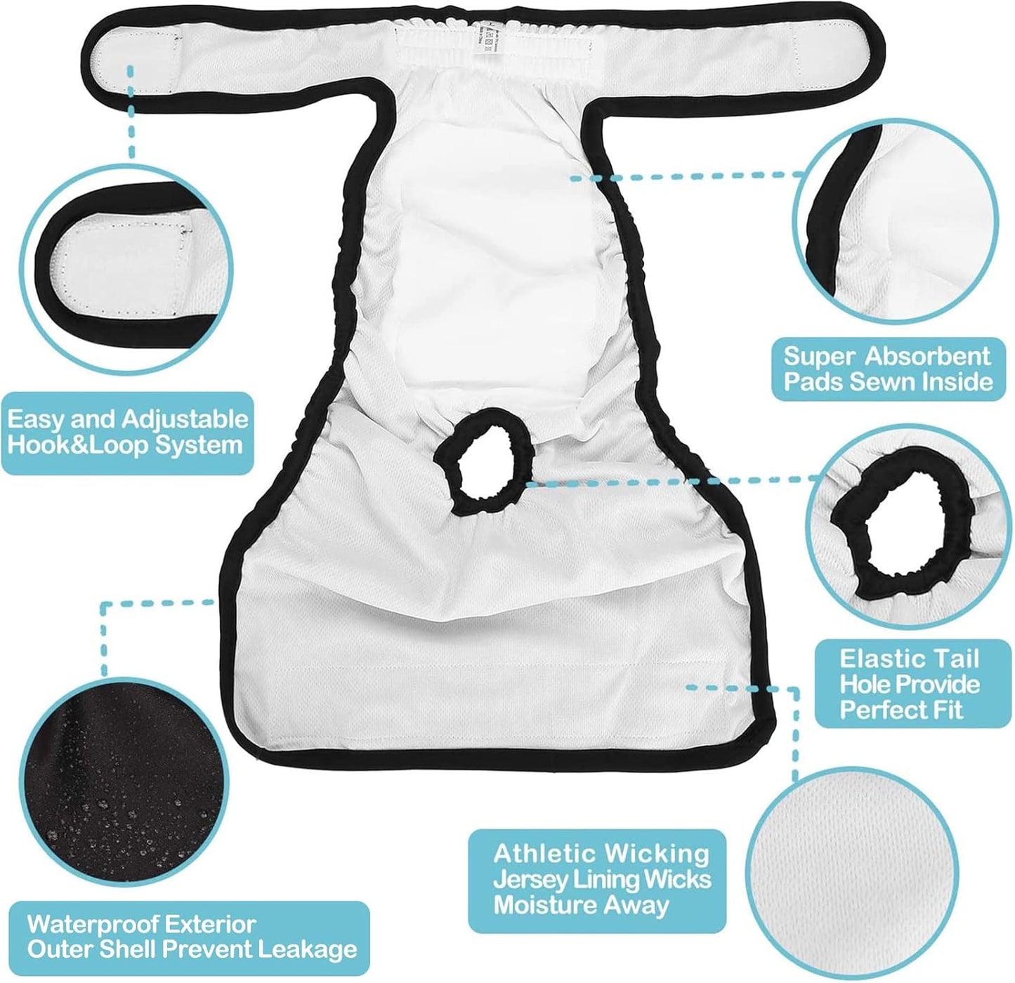 Avont 3 Pack Washable Female Dog Diapers, Premium Reusable Highly Absorbent Doggie Period Panties Durable Dog Diaper Cover -XS 3 Black