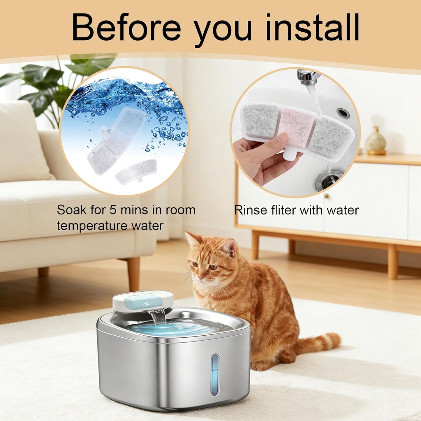 Cat Water Fountain Filter, 12 Pack Fountain Filter Replacement Compatible with Oneisall Cat Water Fountain PW04 3.5L/118oz