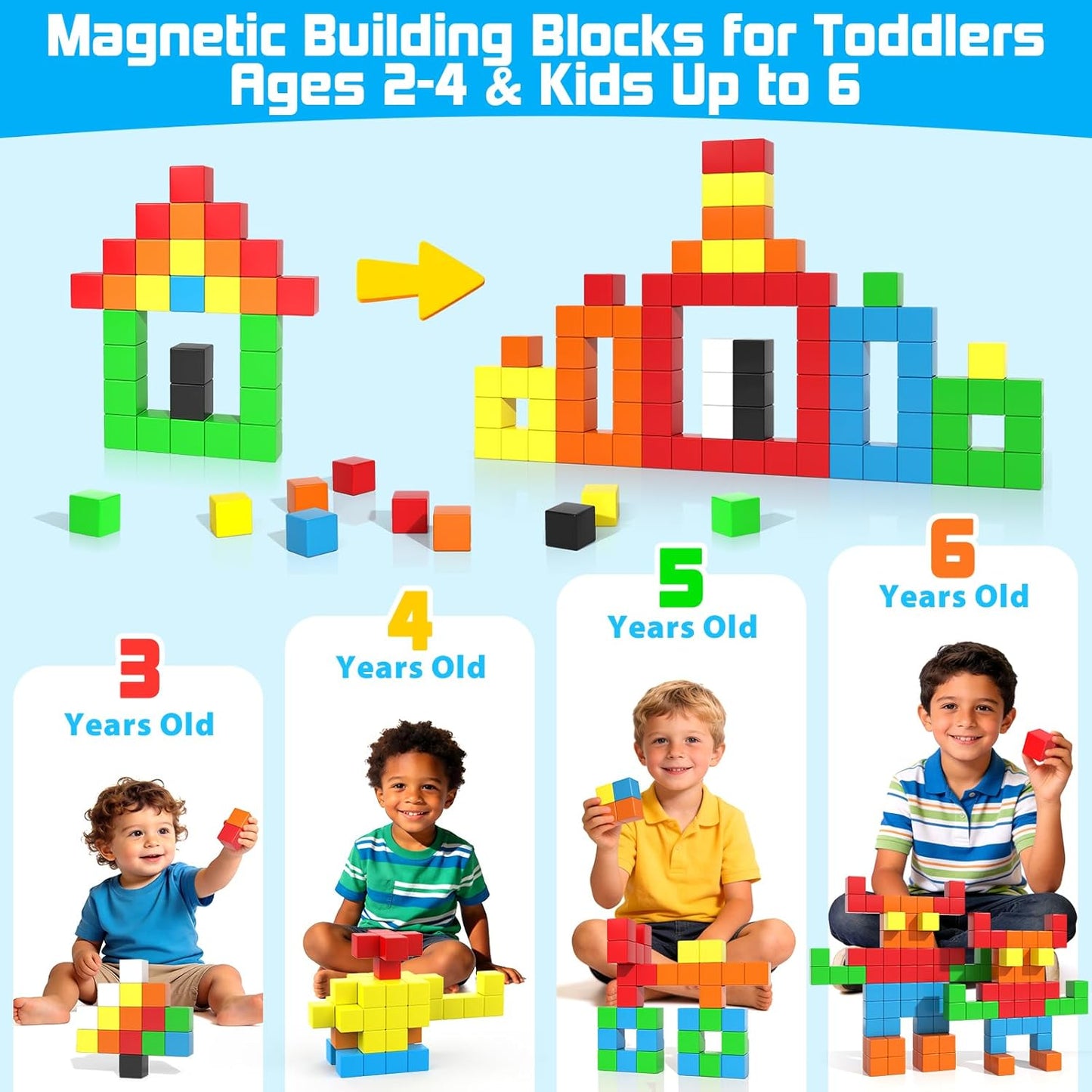 48PCS Magnetic Blocks for Toddlers Outdoor Toys Easter Gifts, Large Magnetic Cube Toy for Sensory Montessori Education Preschool Magnet Toys for 3 4 5 6 Year Old Boys and Girls