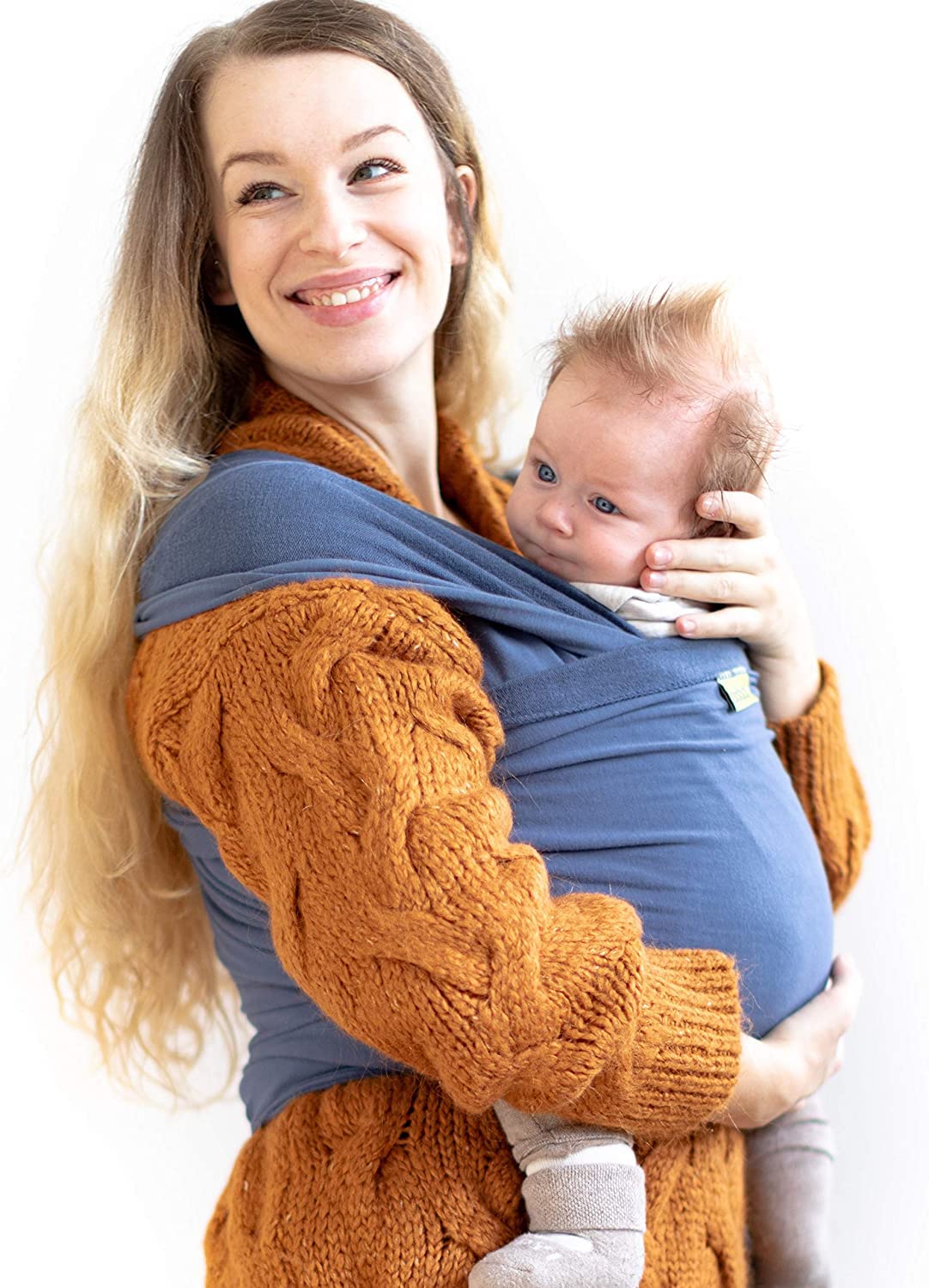 Boba Baby Wrap Carrier – Original Baby Sling for Newborns (7–35 lbs) – Soft, Secure, Hands-Free, Ergonomic Baby Carrier Wrap – Ideal for Comfortable Bonding, New Parents & Baby Registry - Vintage Blue