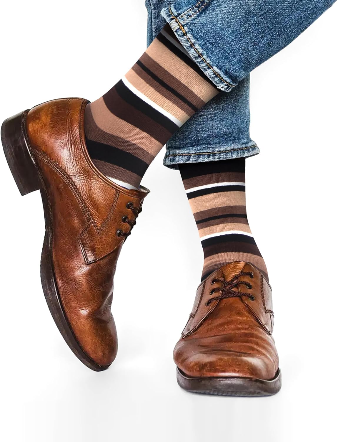 WeciBor Men's Patterned Dress Socks - 6/12 Pairs Seamless Cotton Crew Socks for Business, Office & Daily Wear