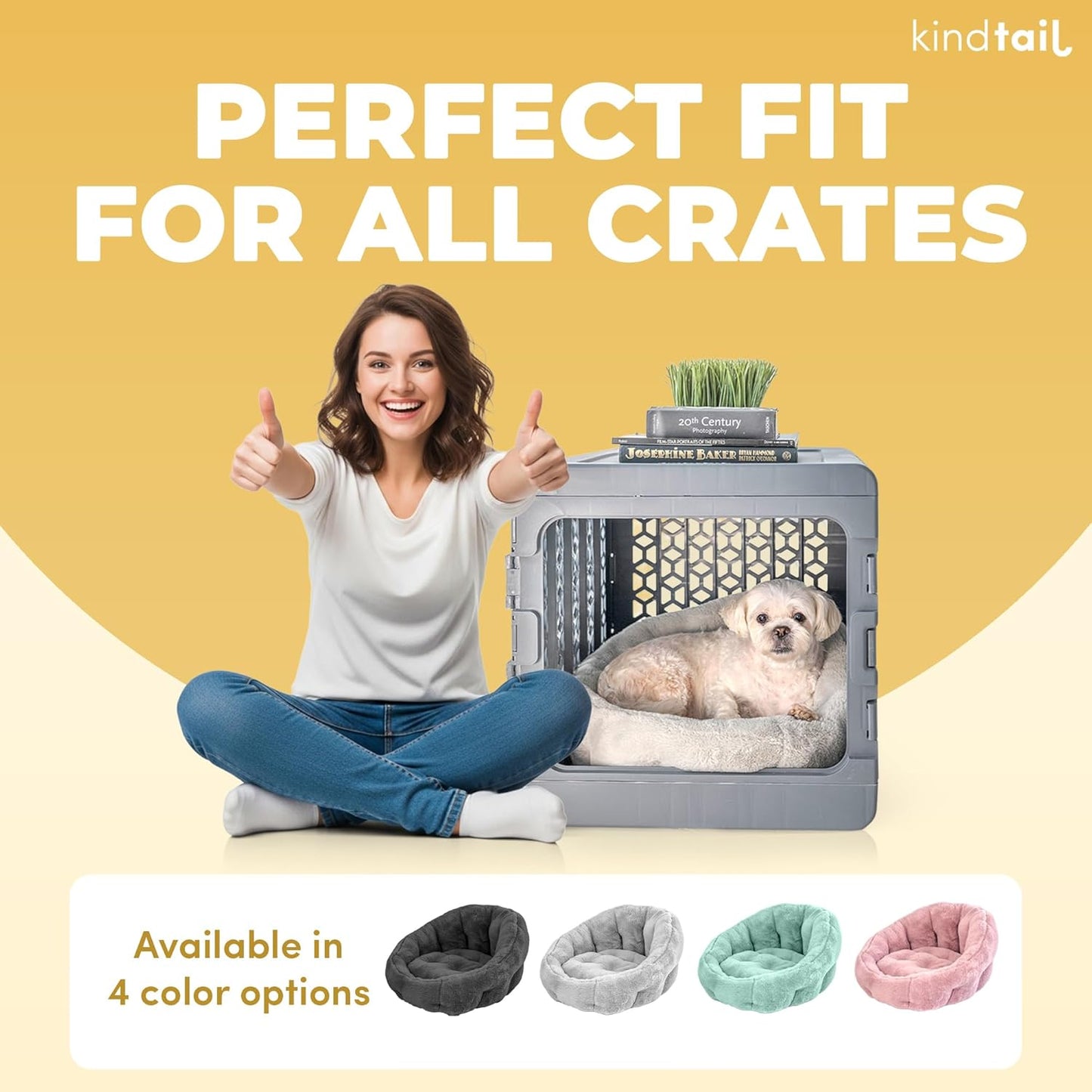 KindTail Small Orthopedic Dog and Cat Bed - Faux Fur Luxury Cuddler for Pets Under 15 lbs, Comfortable Waterproof Material with Nylon Base - 20" x 14" x 10" (Pink, Small)