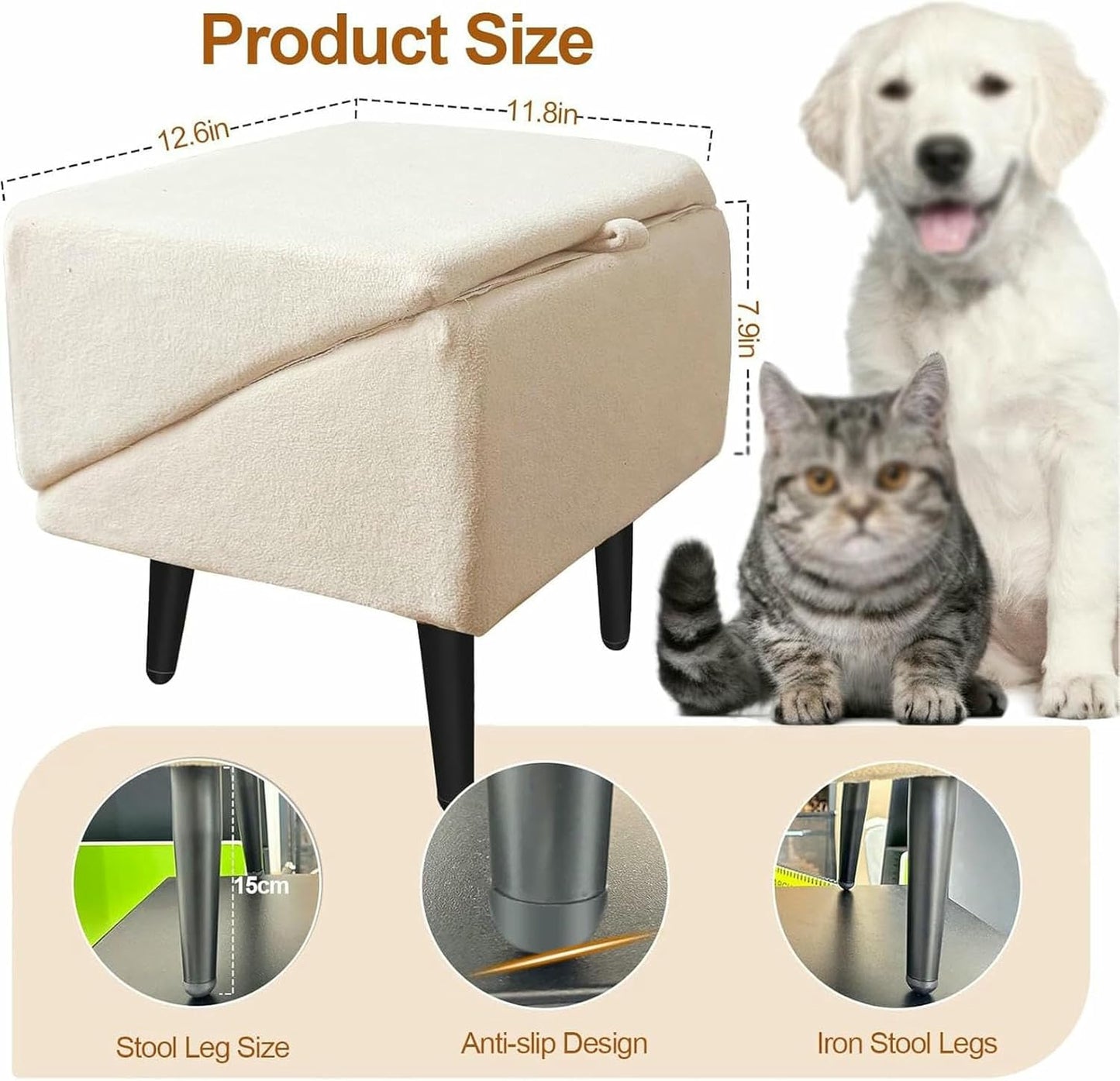 Split Ottoman Dog Ramp Folding Dog Stairs,2 in 1 Sofa Dogs Ramp and Ottoman for Couch Bed Stairs,All-in-One Lightweight Foldable Pet Ramp Large and Small Dogs Cat