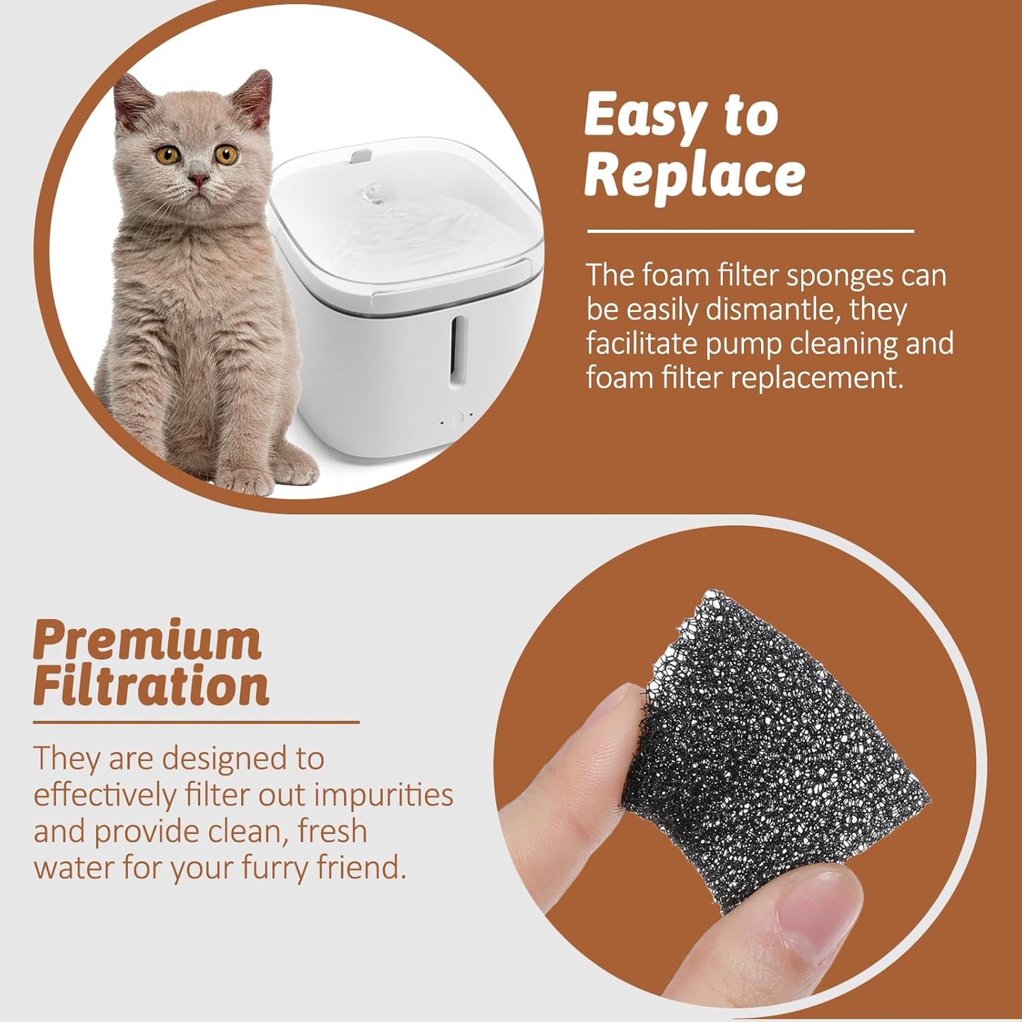 cobee 30 Pcs Pet Fountain Replacement Filter, Black Replaced Foam Filters 4 * 3 * 1cm Filter Sponge, Square Small Sponge Filters Compatible with Wireless Pump Pet Water Fountain for Cat and Dog