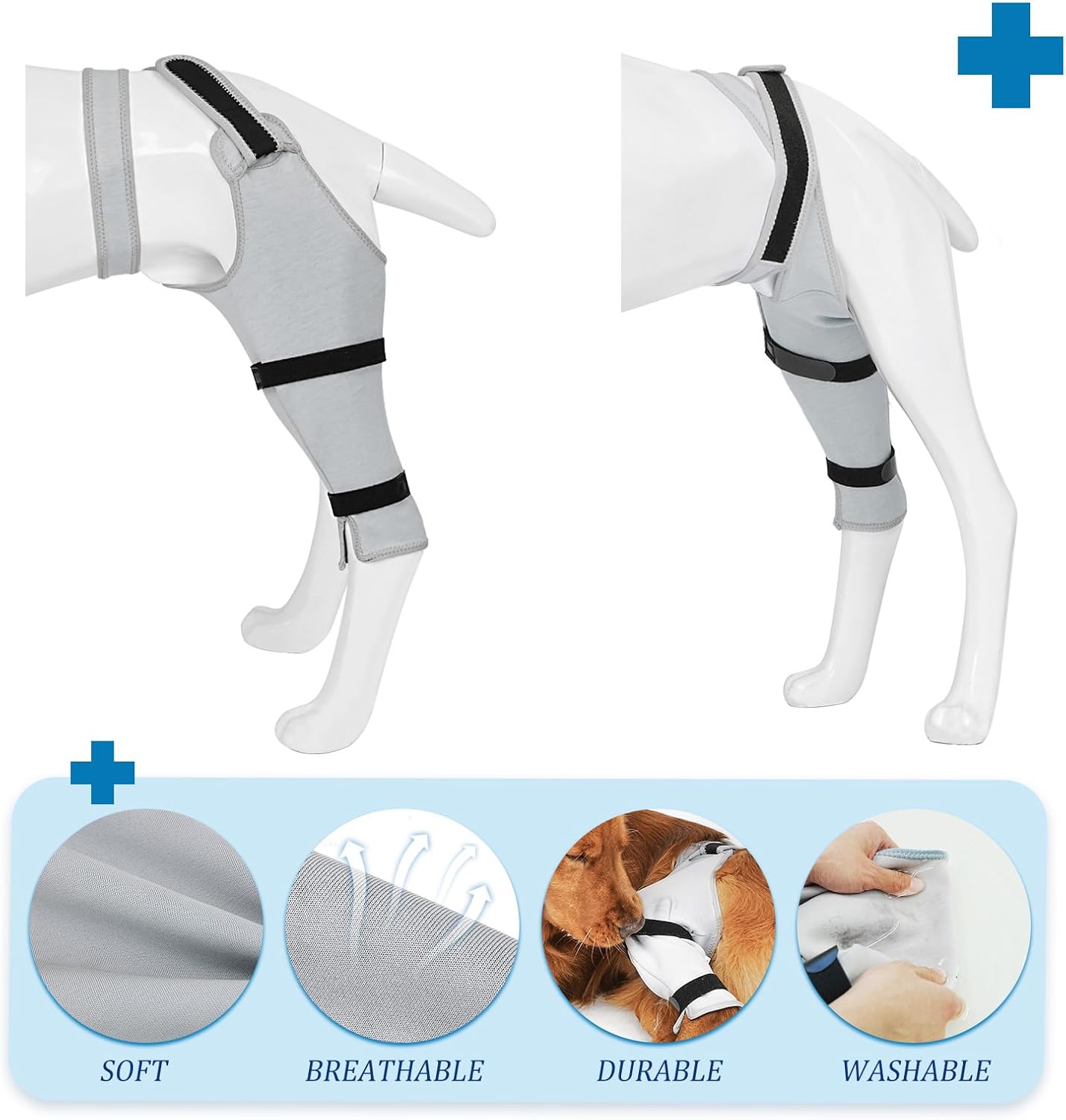 Sleeve for Dog Rear Leg to Stop Licking: Recovery Wrap After TPLO ACL Surgery, for Injured Back Legs, Alternative for Dog Cone for Leg Wounds