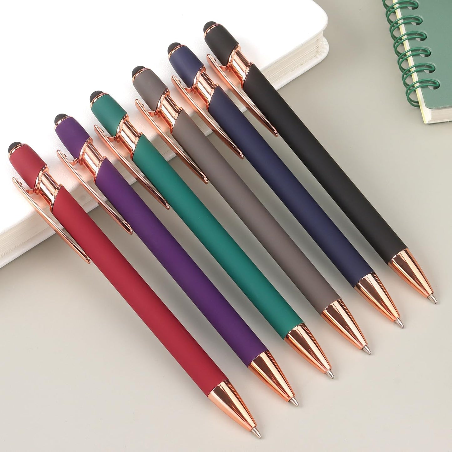 Bribobo 6 Pack Ballpoint Pen 2-in-1 Stylus Retractable Ballpoint Pen with Stylus tip, Metal Stylus Pen for Touch Screens, 1.0 mm Black Ink, 6 Different Color