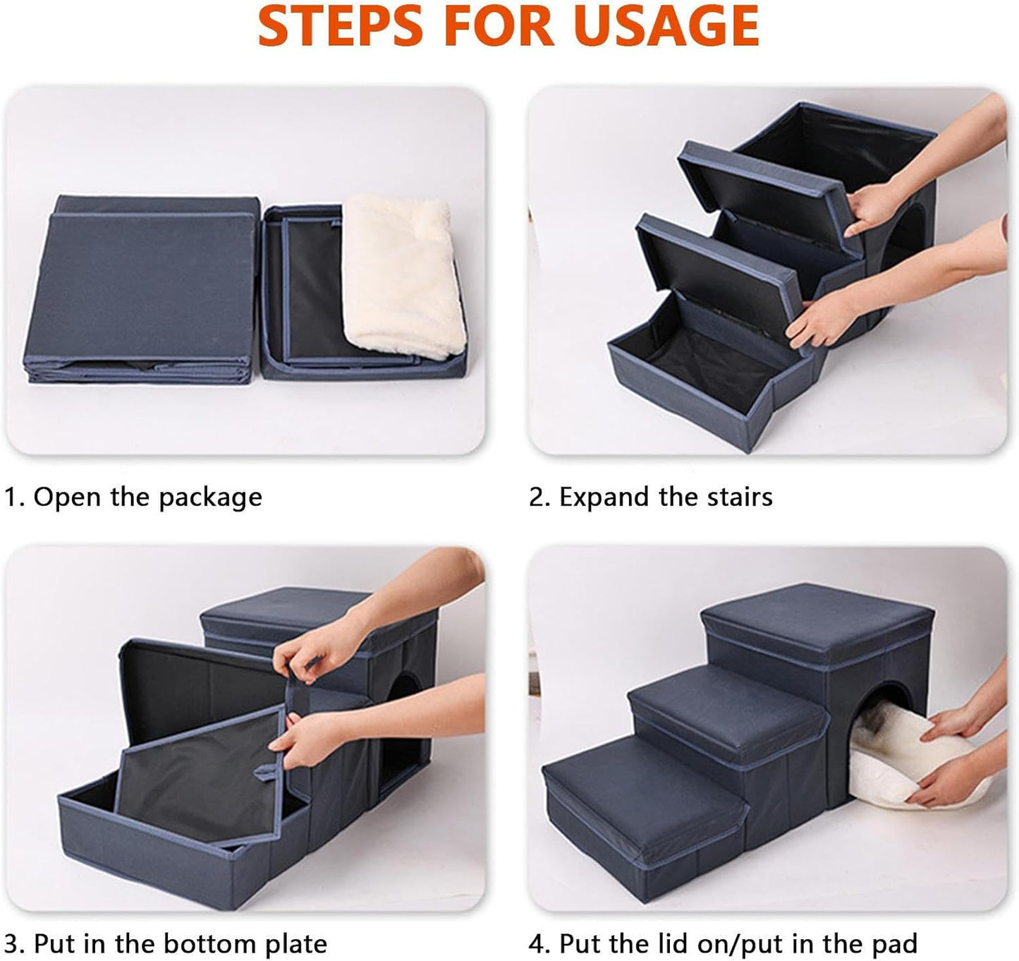 Pet Steps - Non Slip Ramp for Sofa Access | Removable Climb with Hidden Storage Compartment & Stable Support Frame for Small Medium Large Elderly Puppy Couch, Apartment Living, Balcony Rest a