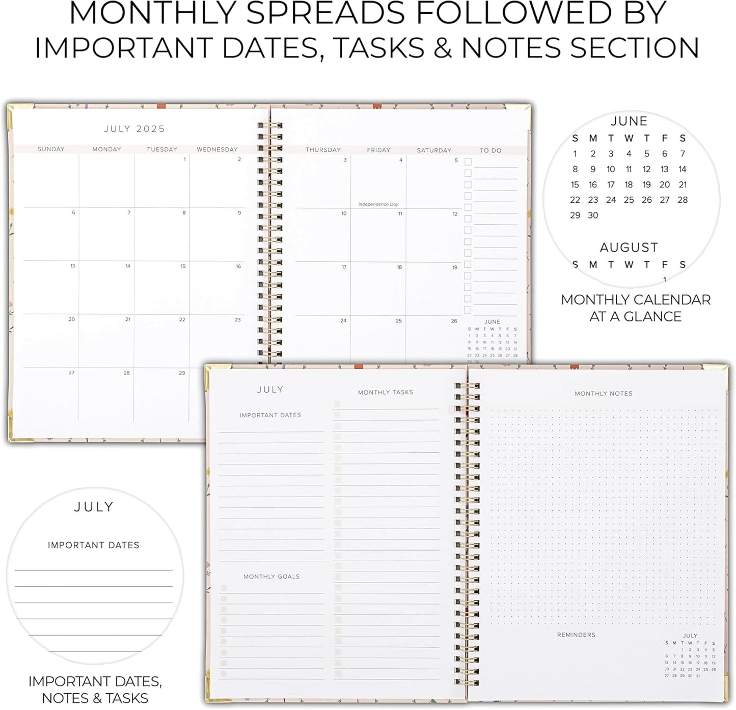 Beautiful 2025-2026 Monthly Planner and Calendar Book - To Do List Notebook That Easily Organizes Your Tasks to Boost Productivity - Runs From June 2025 Until December 2026